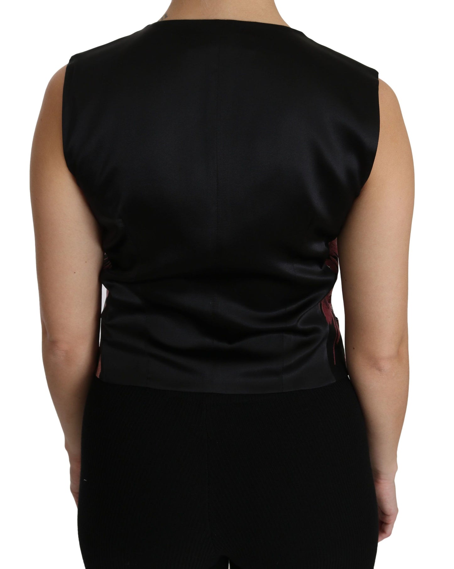 Dolce & Gabbana Weste, Bluse, Top, Schwarz/Rosa, Blumenmuster