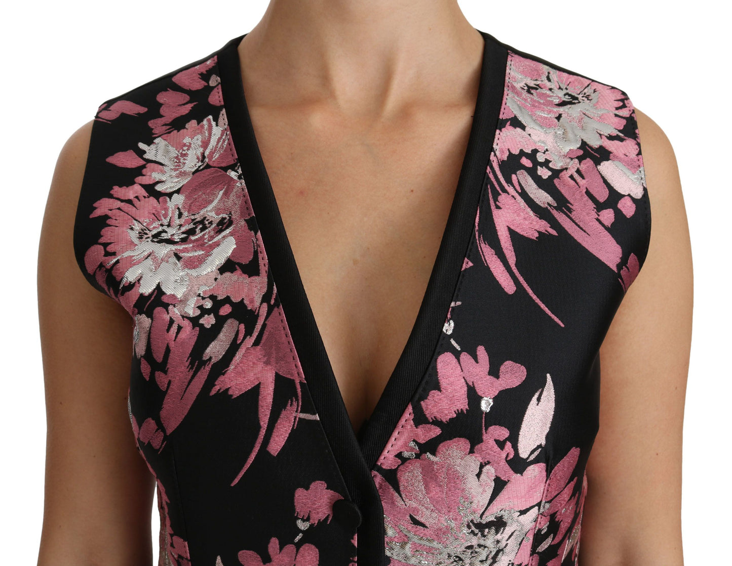 Dolce & Gabbana Weste, Bluse, Top, Schwarz/Rosa, Blumenmuster