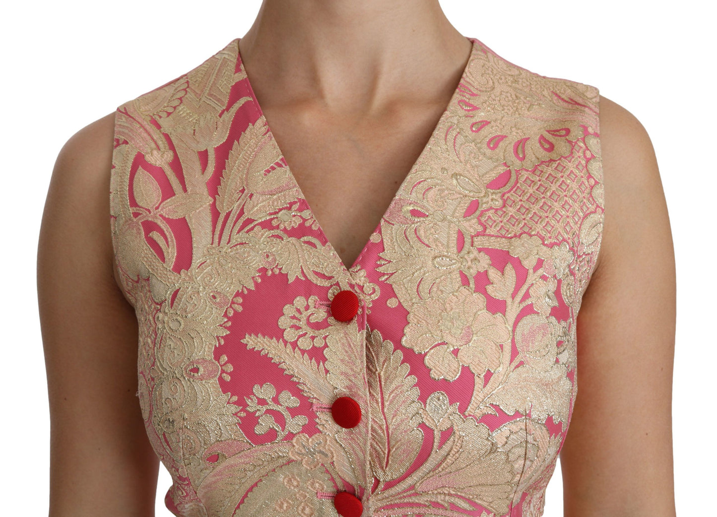 Dolce & Gabbana Pink Gold Brokat Weste Weste Bluse Top