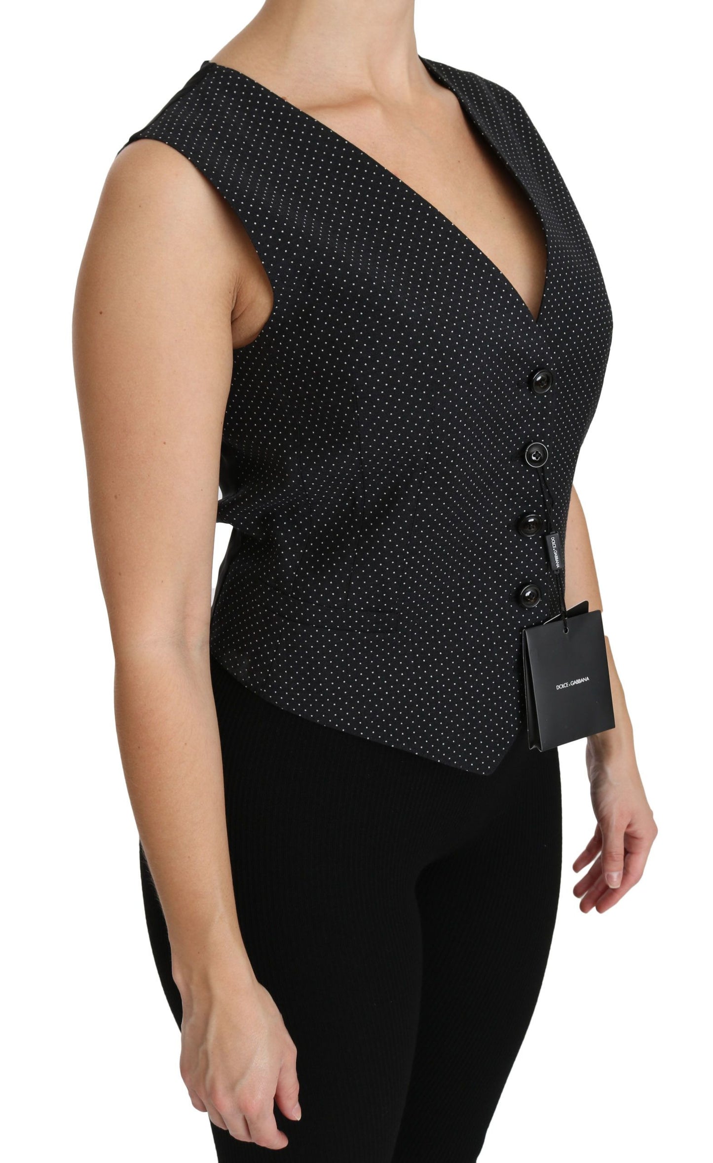 Dolce & Gabbana Schwarze gepunktete Weste, Bluse, Top