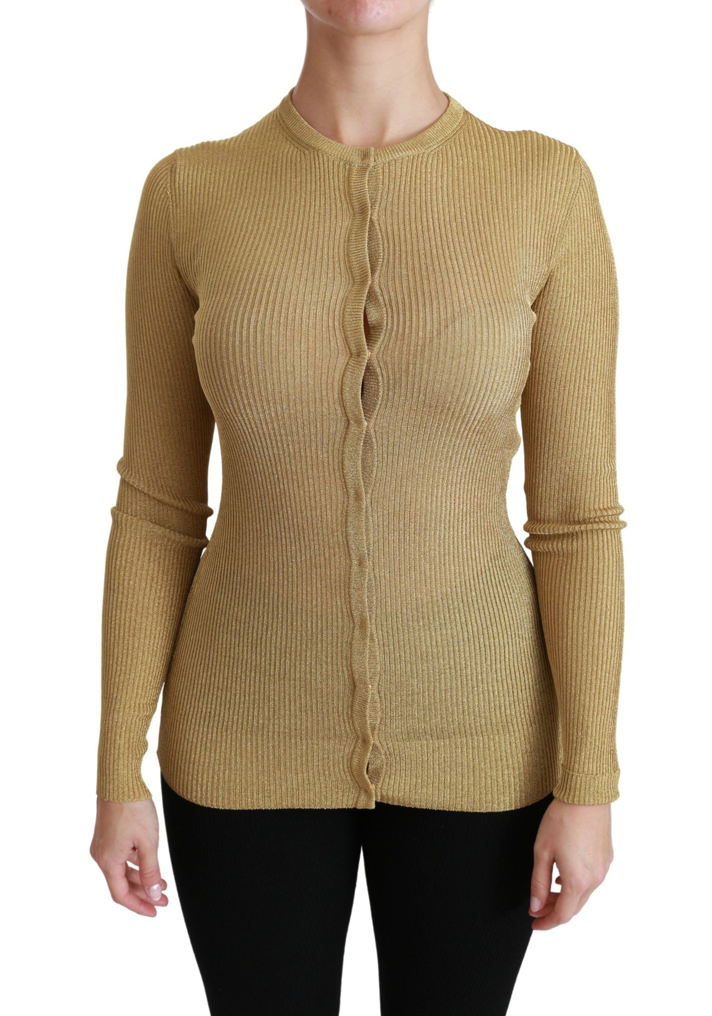 Dolce & Gabbana Goldener Langarm-Cardigan aus Viskose