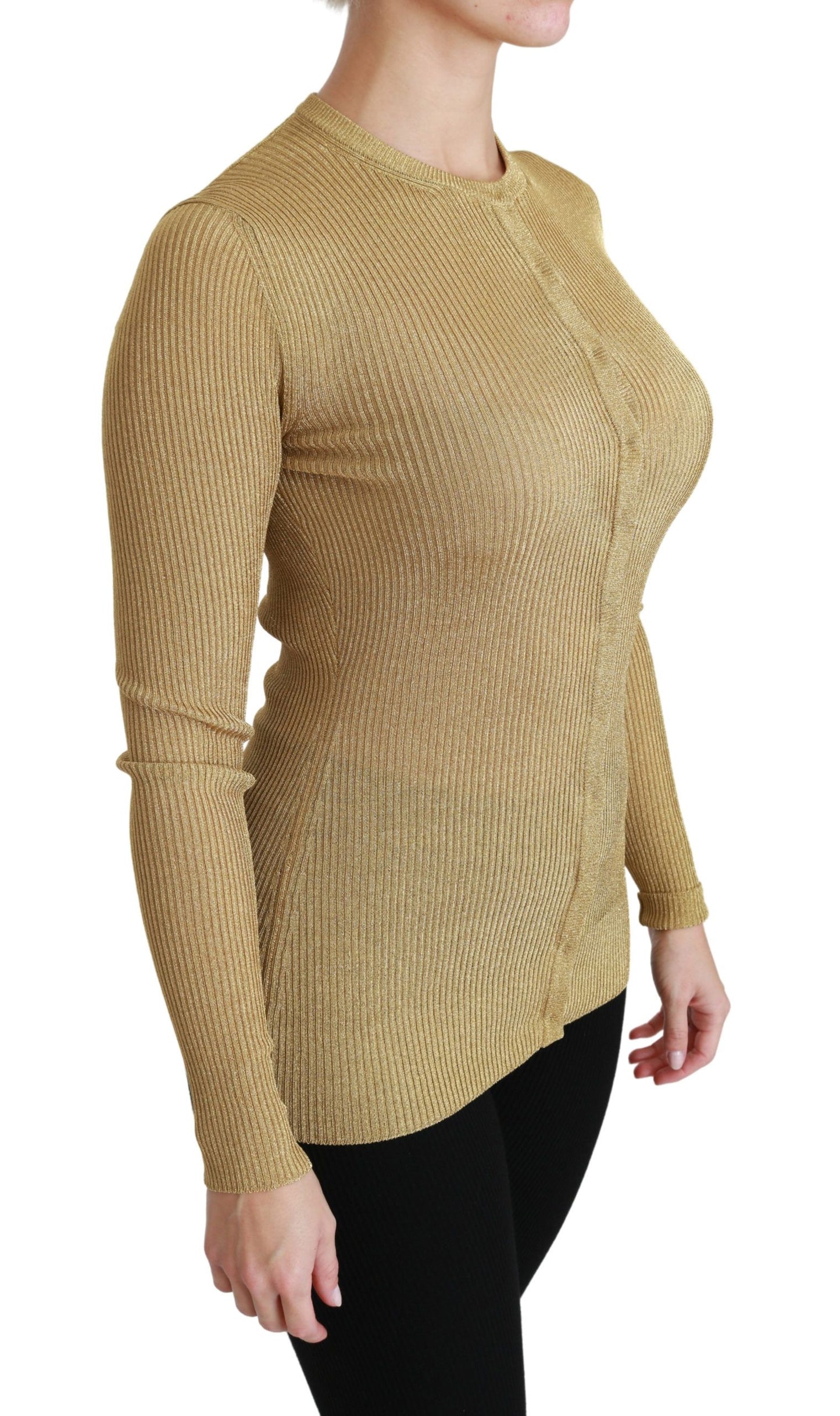 Dolce & Gabbana Goldener Langarm-Cardigan aus Viskose