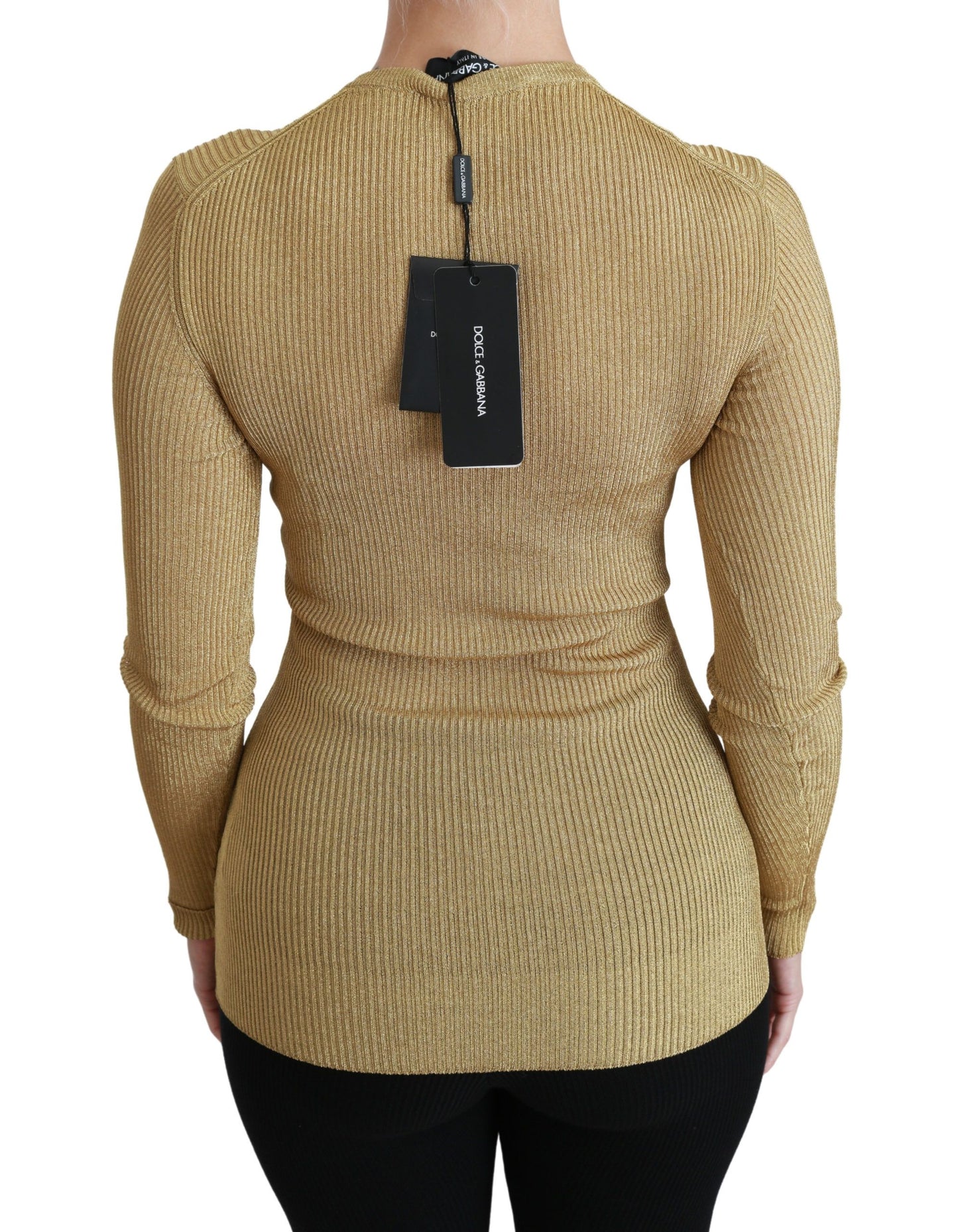Dolce & Gabbana Goldener Langarm-Cardigan aus Viskose
