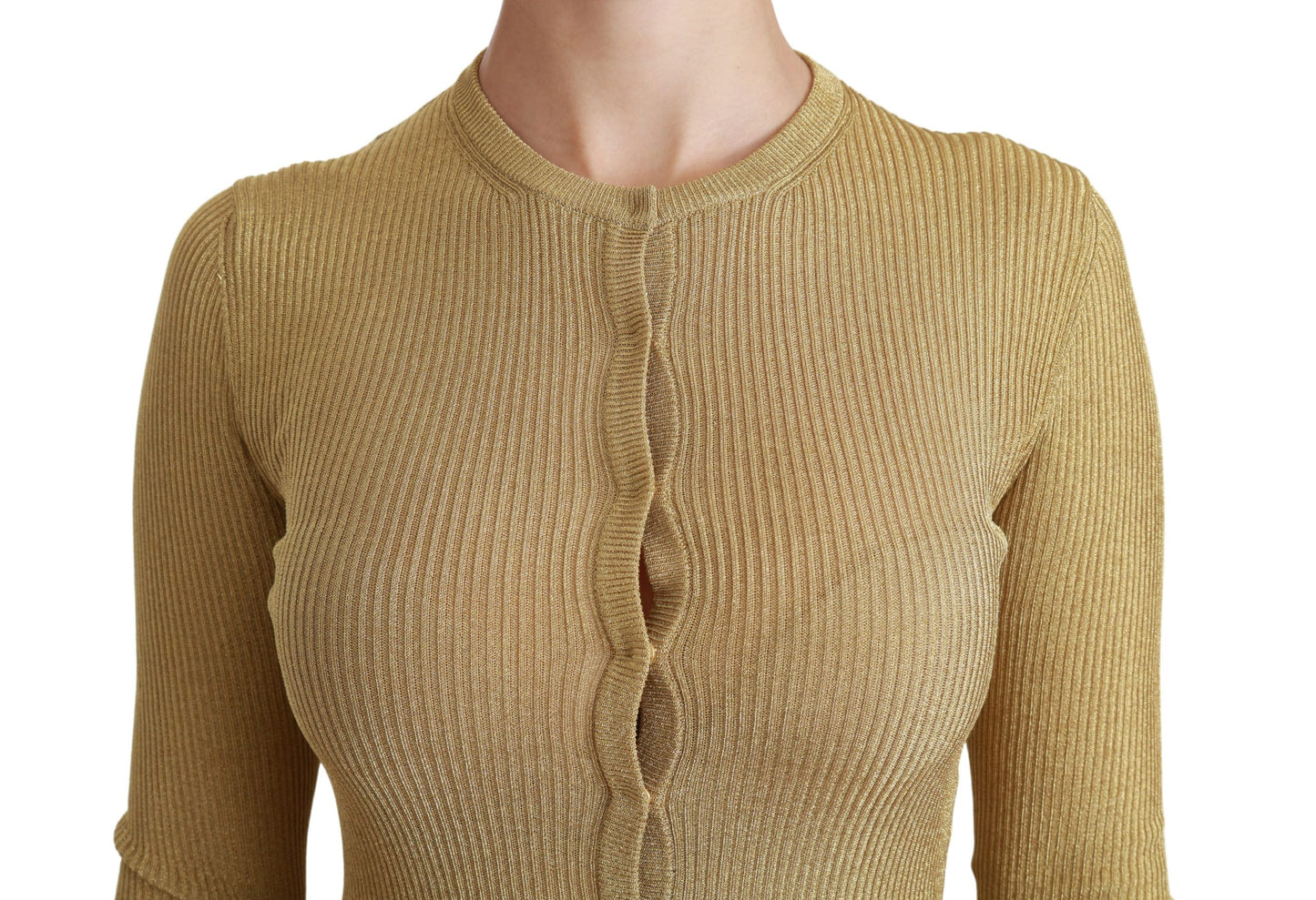 Dolce & Gabbana Goldener Langarm-Cardigan aus Viskose