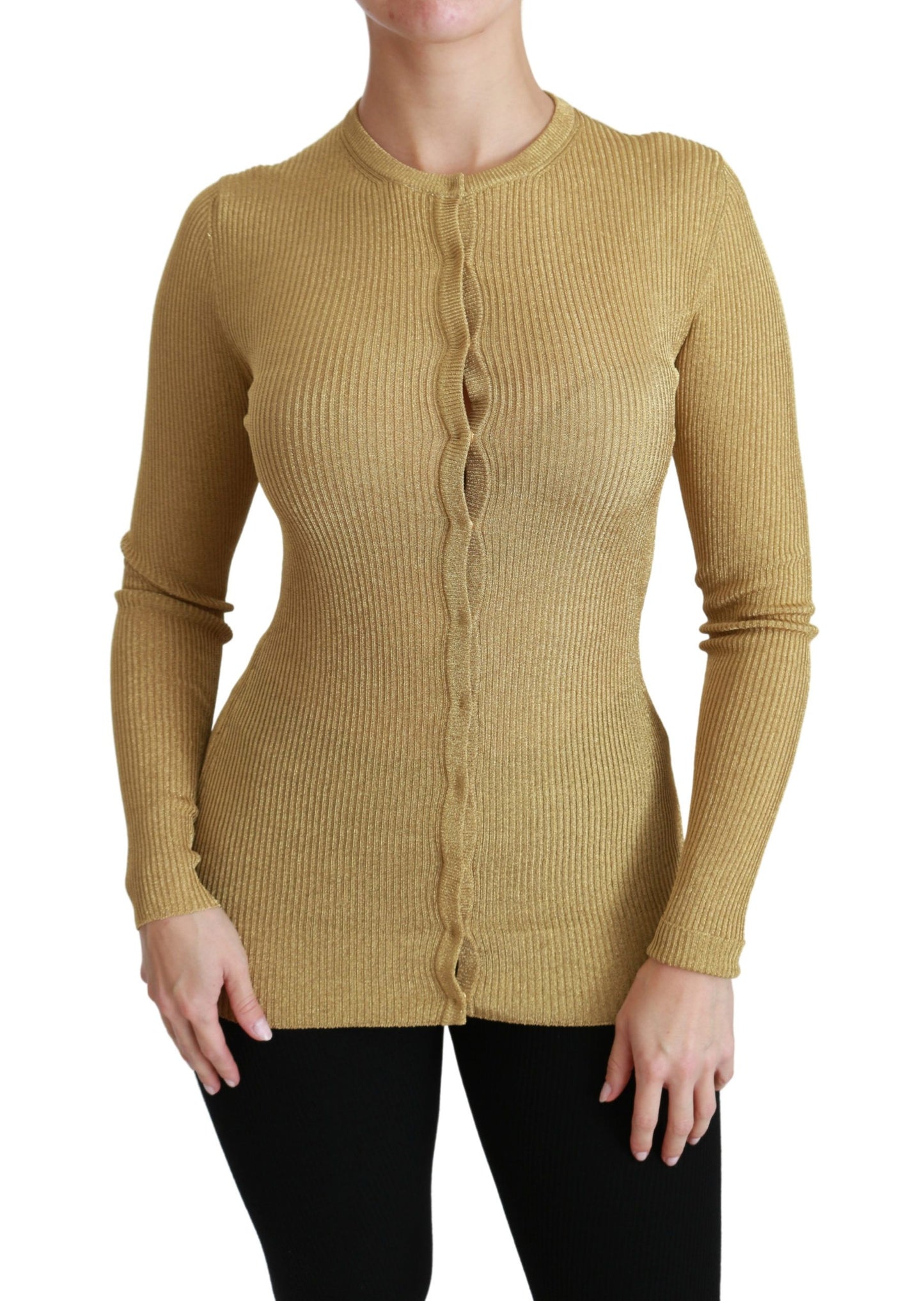 Dolce & Gabbana Goldener Langarm-Cardigan aus Viskose