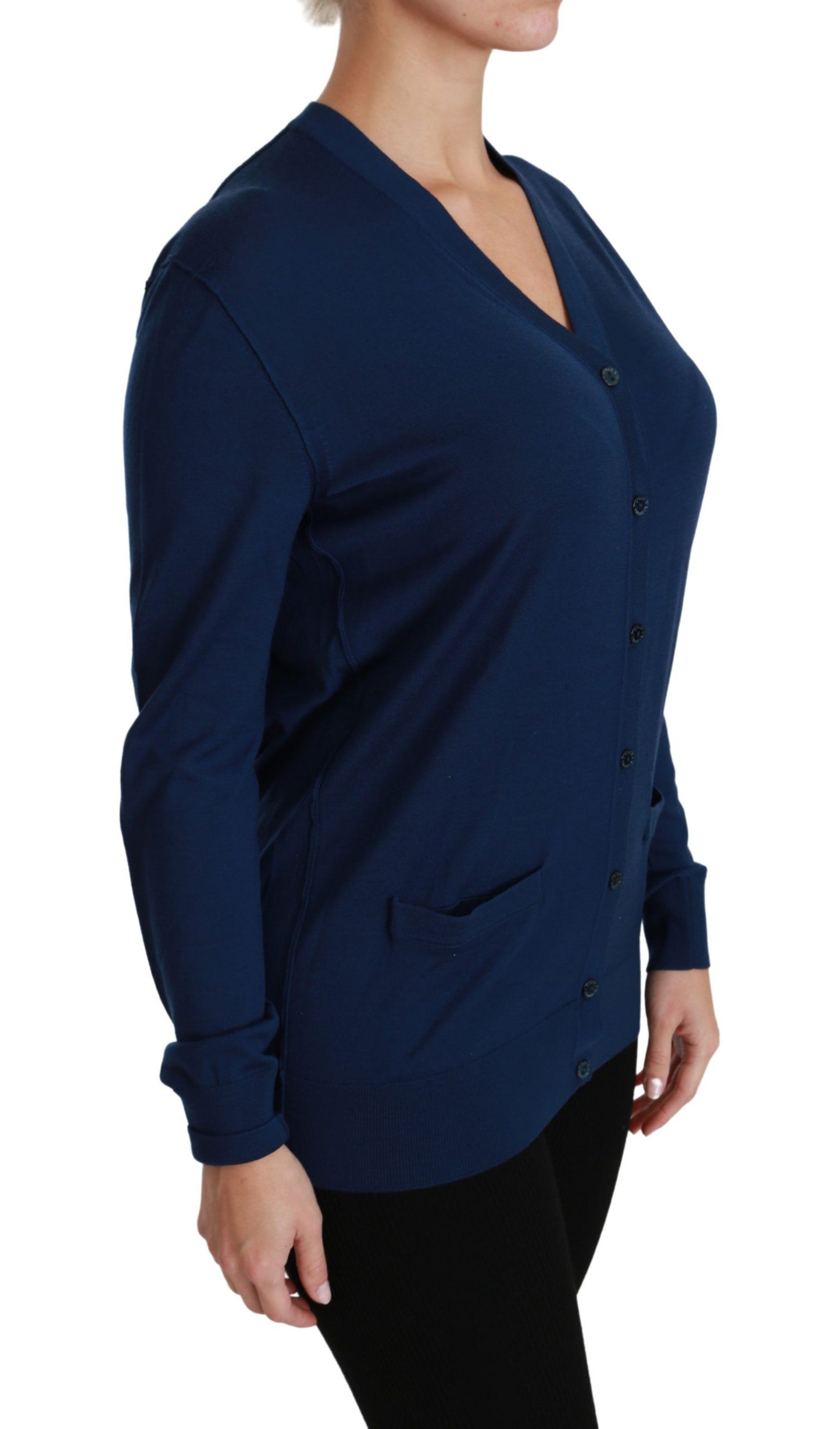 Dolce & Gabbana Blauer Cardigan mit Knöpfen aus Schurwolle