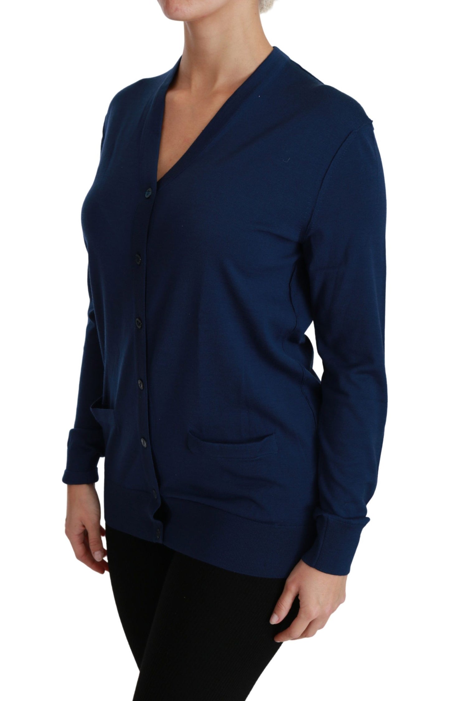 Dolce & Gabbana Blauer Cardigan mit Knöpfen aus Schurwolle