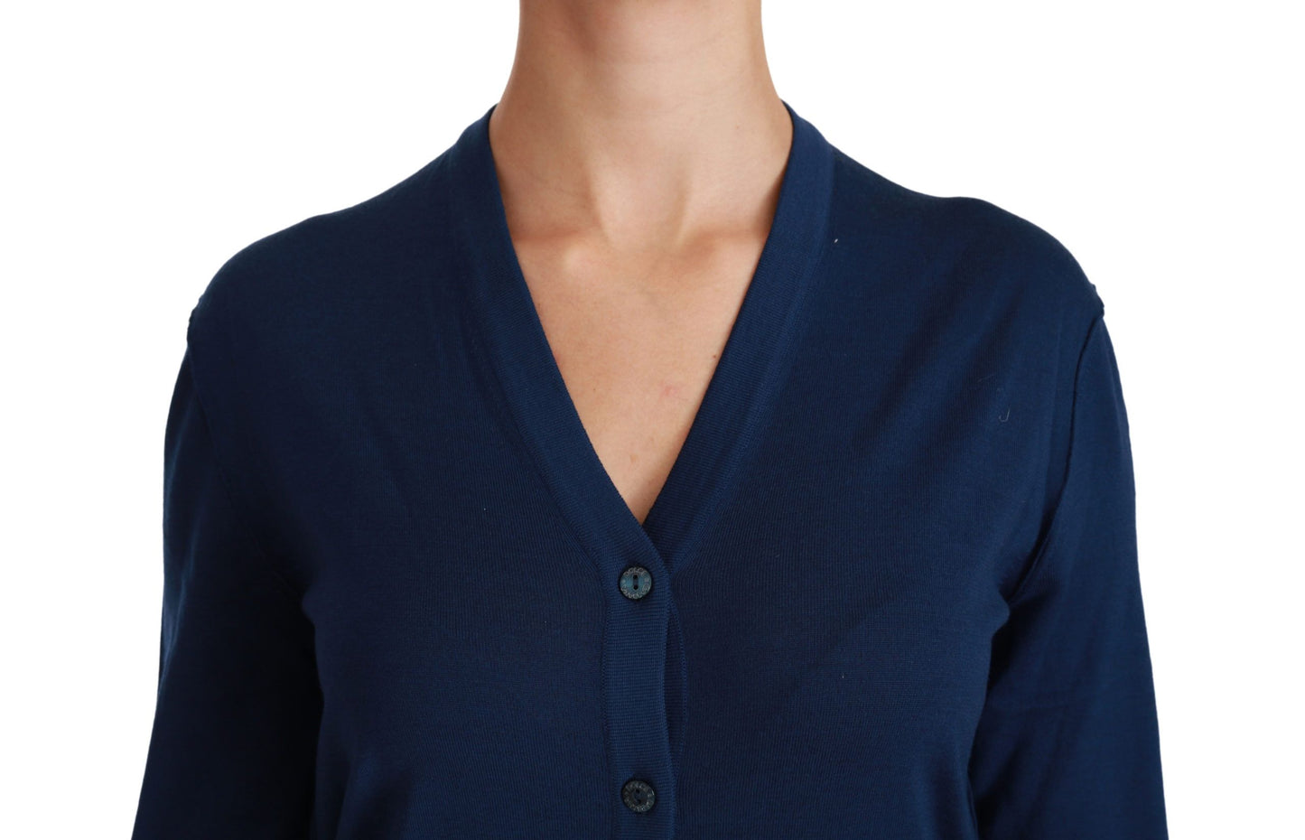 Dolce & Gabbana Blauer Cardigan mit Knöpfen aus Schurwolle