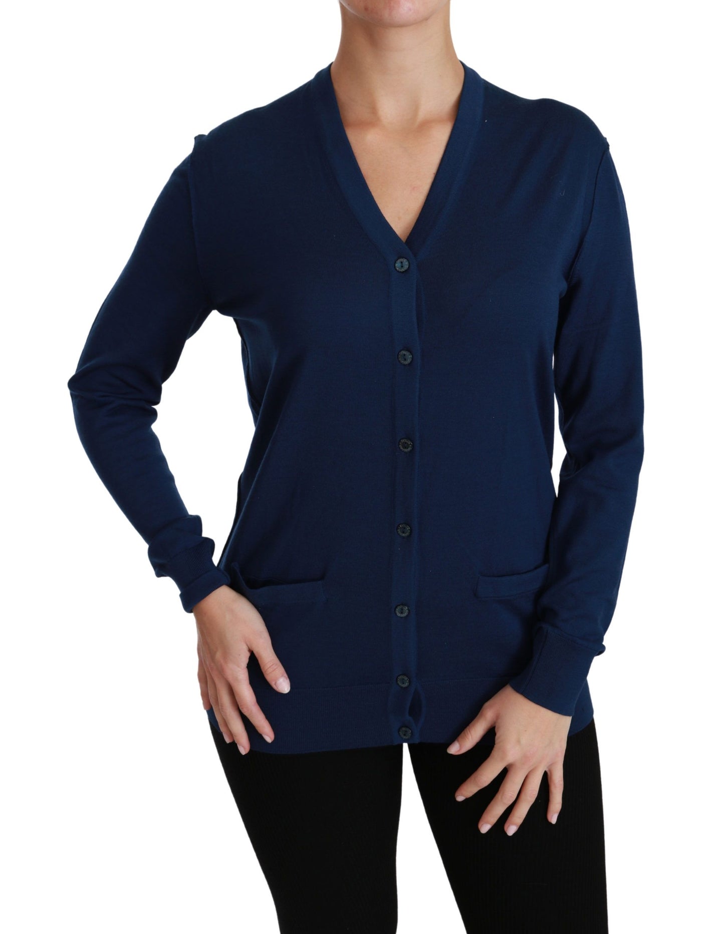 Dolce & Gabbana Blauer Cardigan mit Knöpfen aus Schurwolle