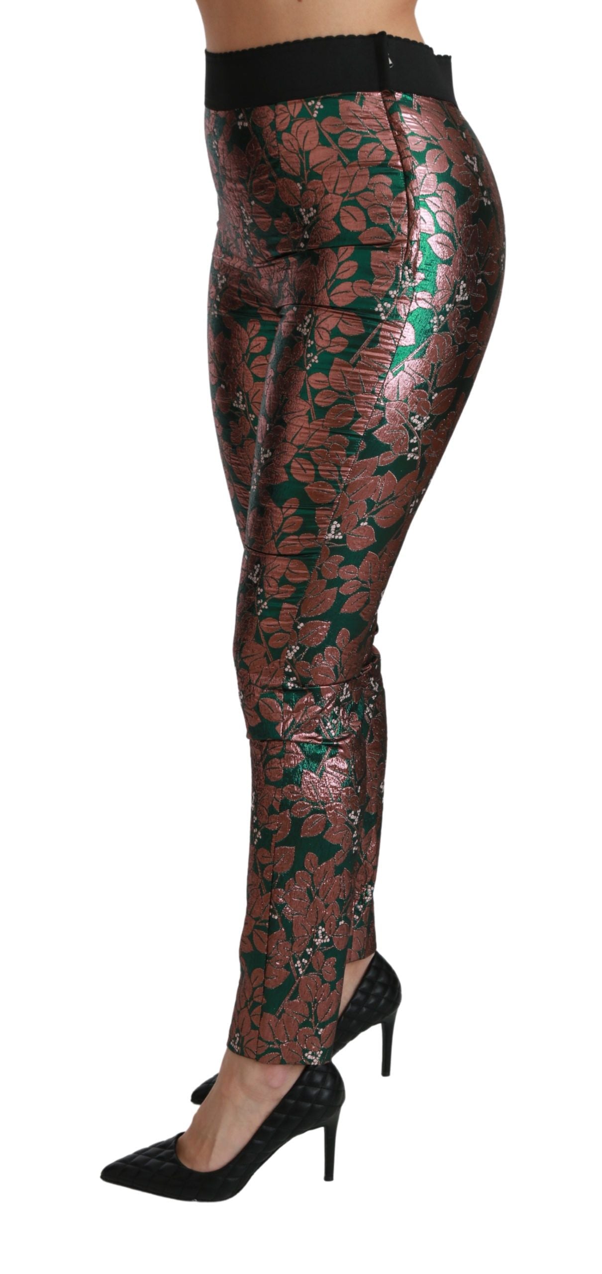 Dolce & Gabbana – Enge Strumpfhose mit grünem Bronzeblatt