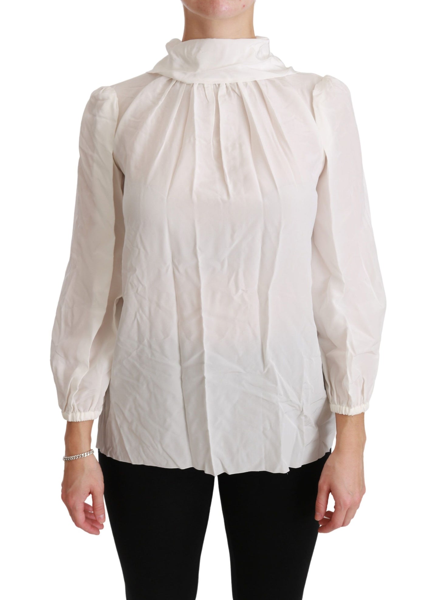 Dolce & Gabbana Weiße Rollkragenbluse, Seidentop