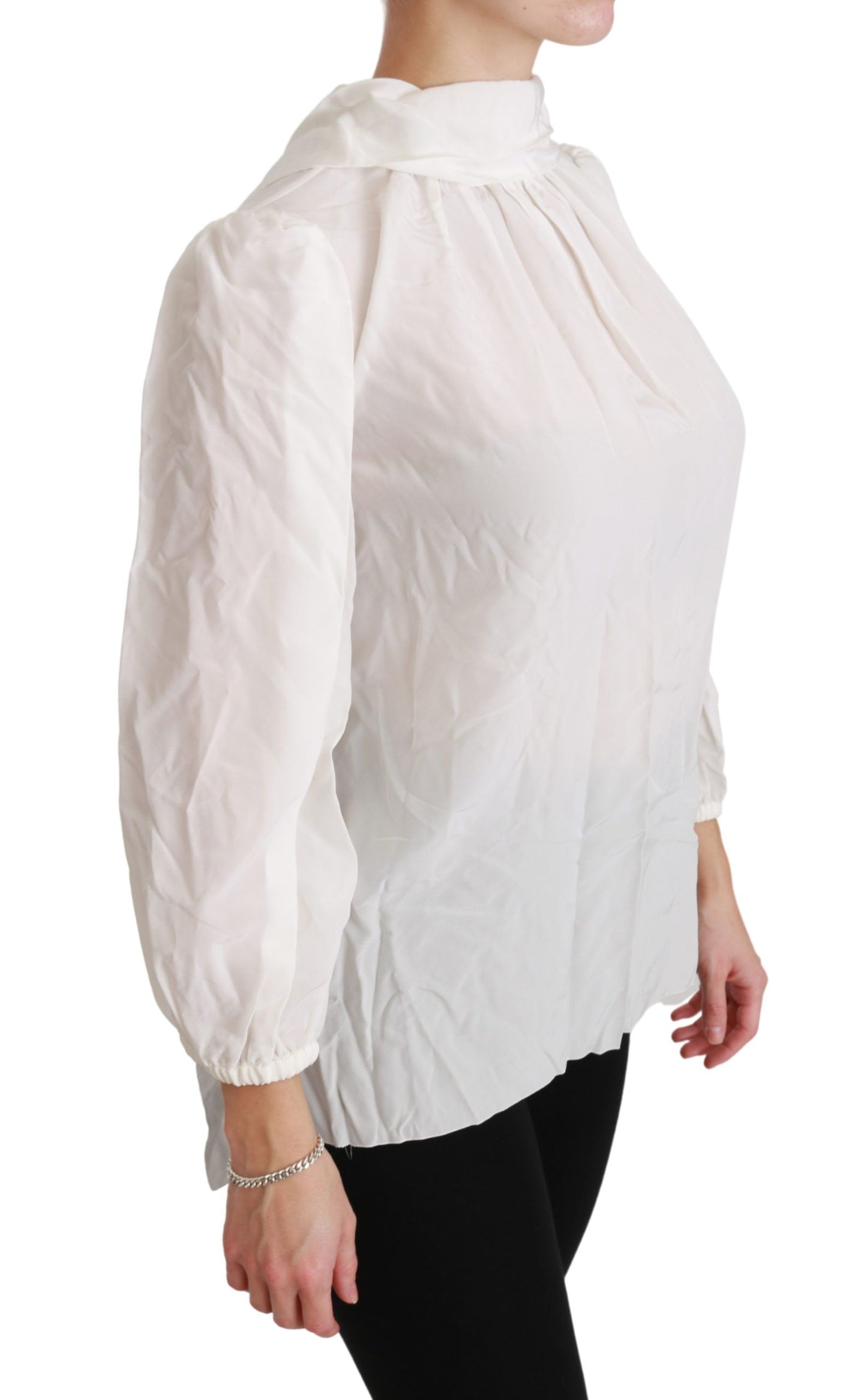 Dolce & Gabbana Weiße Rollkragenbluse, Seidentop