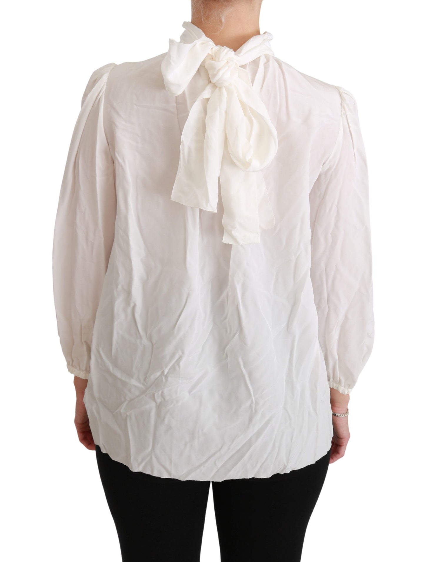 Dolce & Gabbana Weiße Rollkragenbluse, Seidentop