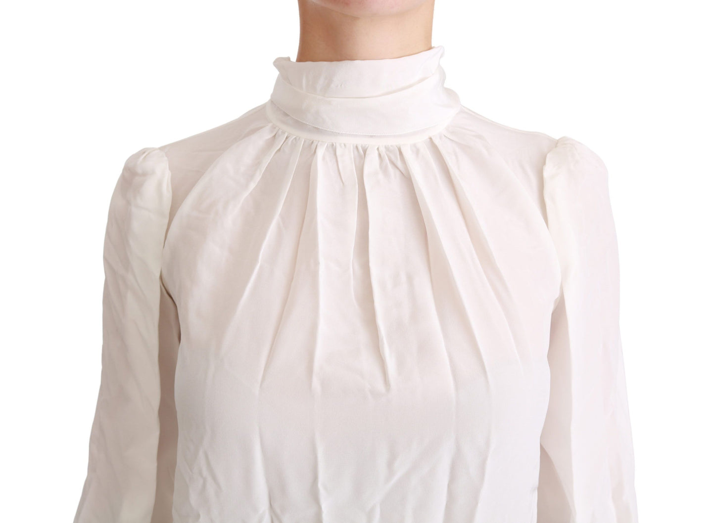 Dolce & Gabbana Weiße Rollkragenbluse, Seidentop