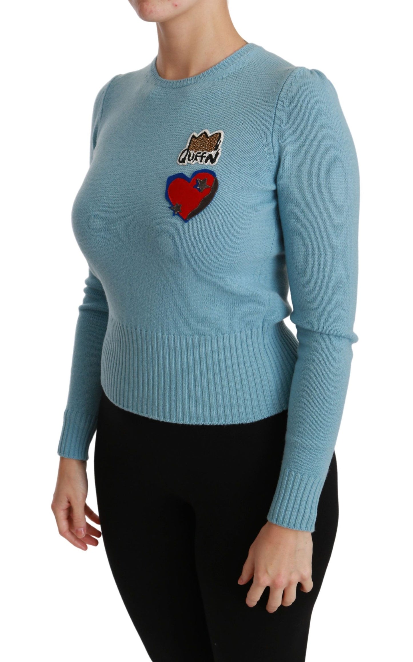 Dolce & Gabbana – Blauer Wollpullover mit Queen-Herz