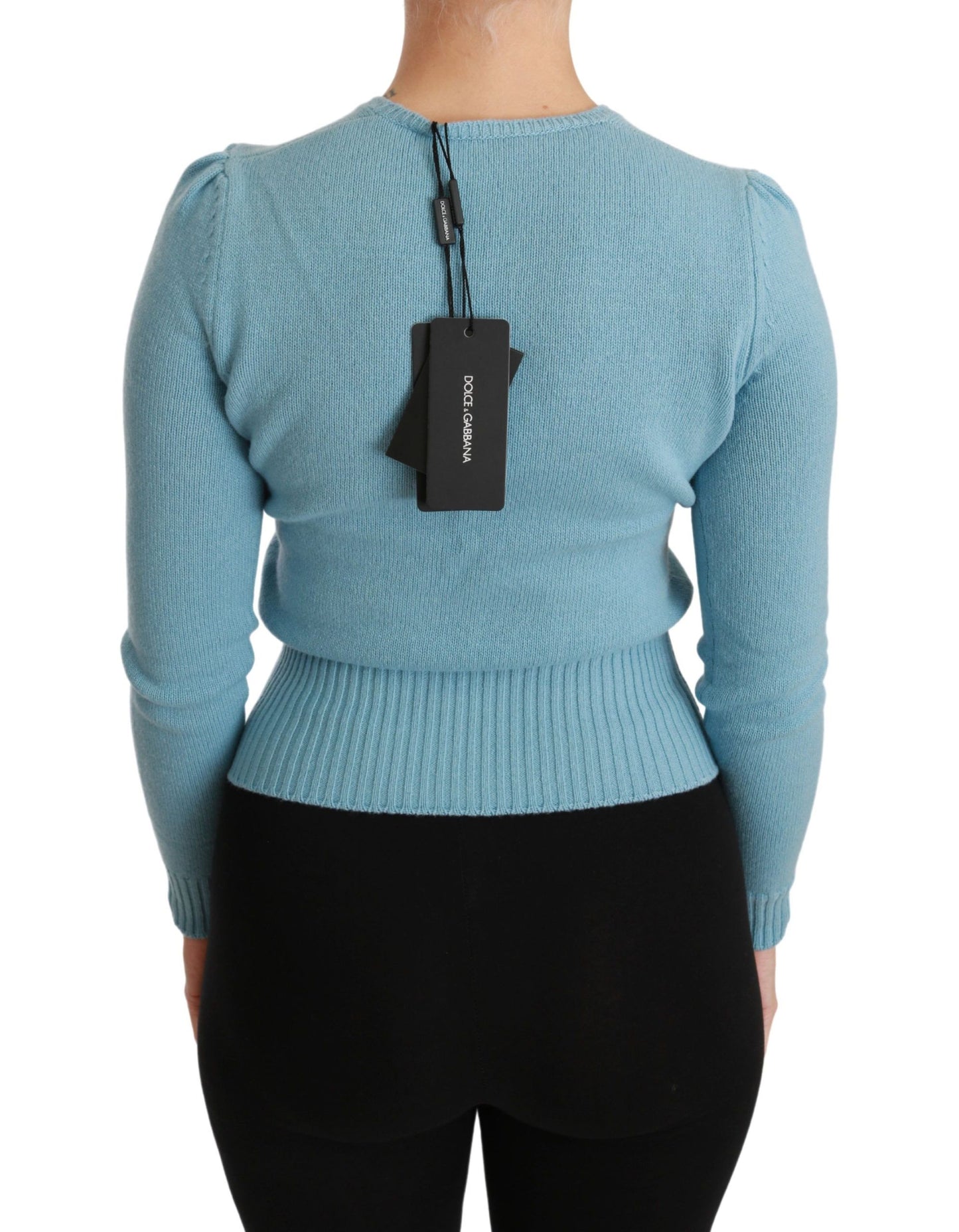 Dolce & Gabbana – Blauer Wollpullover mit Queen-Herz