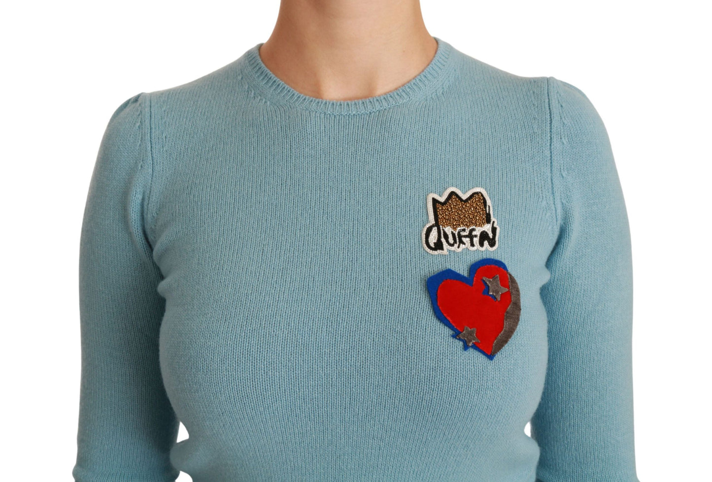Dolce & Gabbana – Blauer Wollpullover mit Queen-Herz