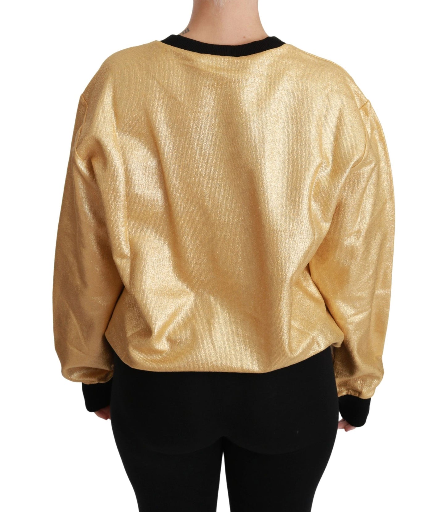 Dolce & Gabbana Goldfarbener Pullover mit Rundhalsausschnitt aus Baumwolle