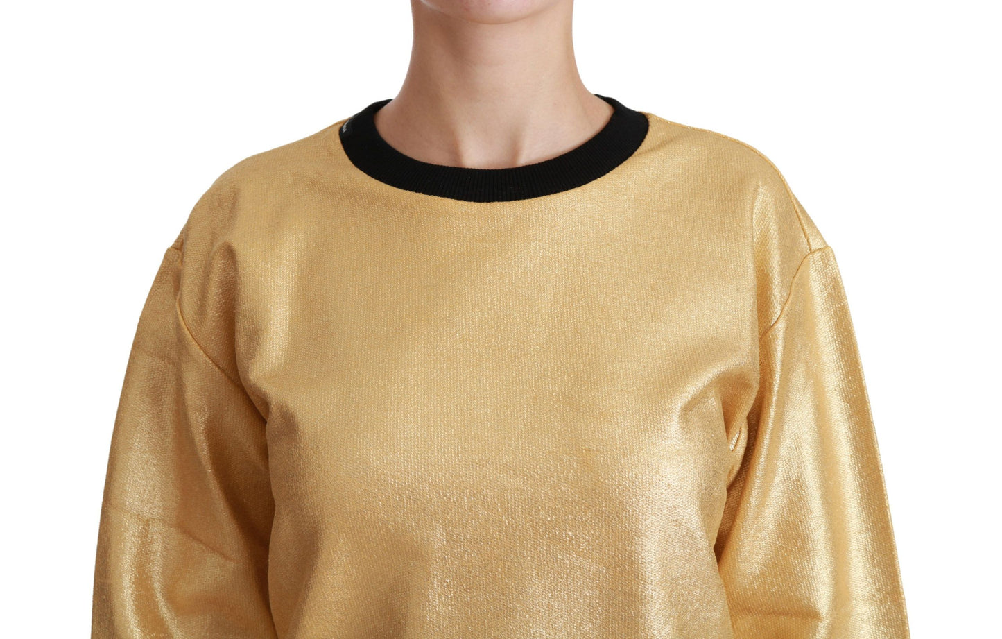 Dolce & Gabbana Goldfarbener Pullover mit Rundhalsausschnitt aus Baumwolle