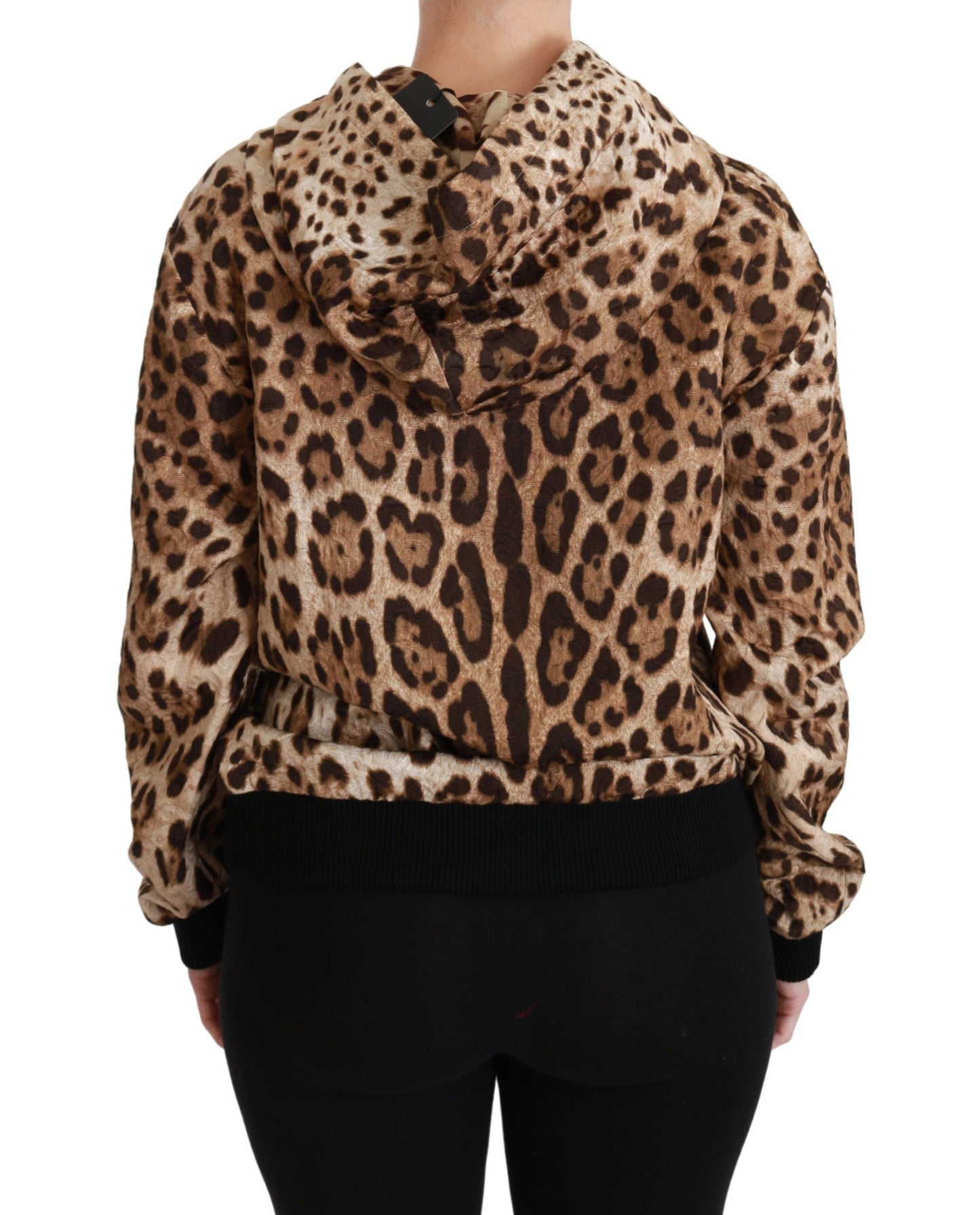 Dolce & Gabbana Brauner Ayers-Pullover mit Leopardenmuster und Kapuze
