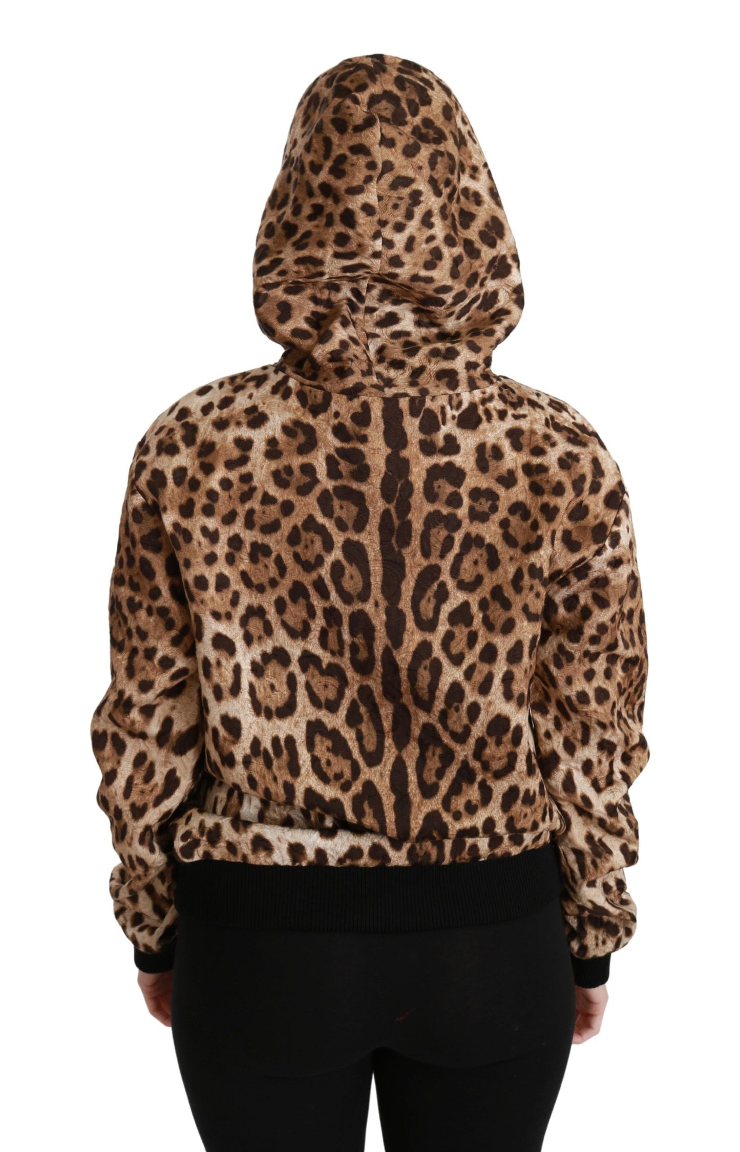 Dolce & Gabbana Brauner Ayers-Pullover mit Leopardenmuster und Kapuze