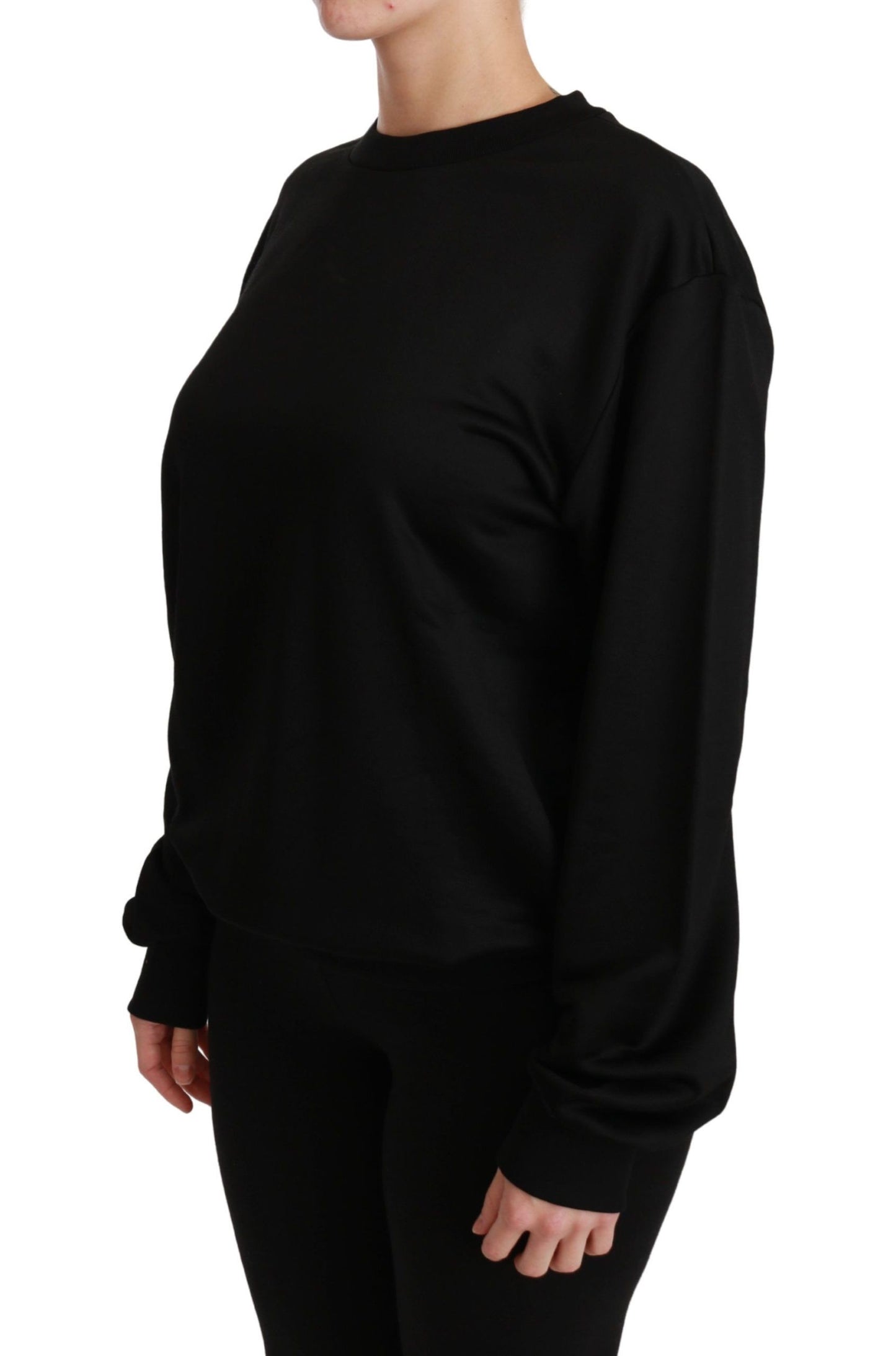 Dolce & Gabbana – Schwarzer Pullover mit Rundhalsausschnitt aus Baumwolle