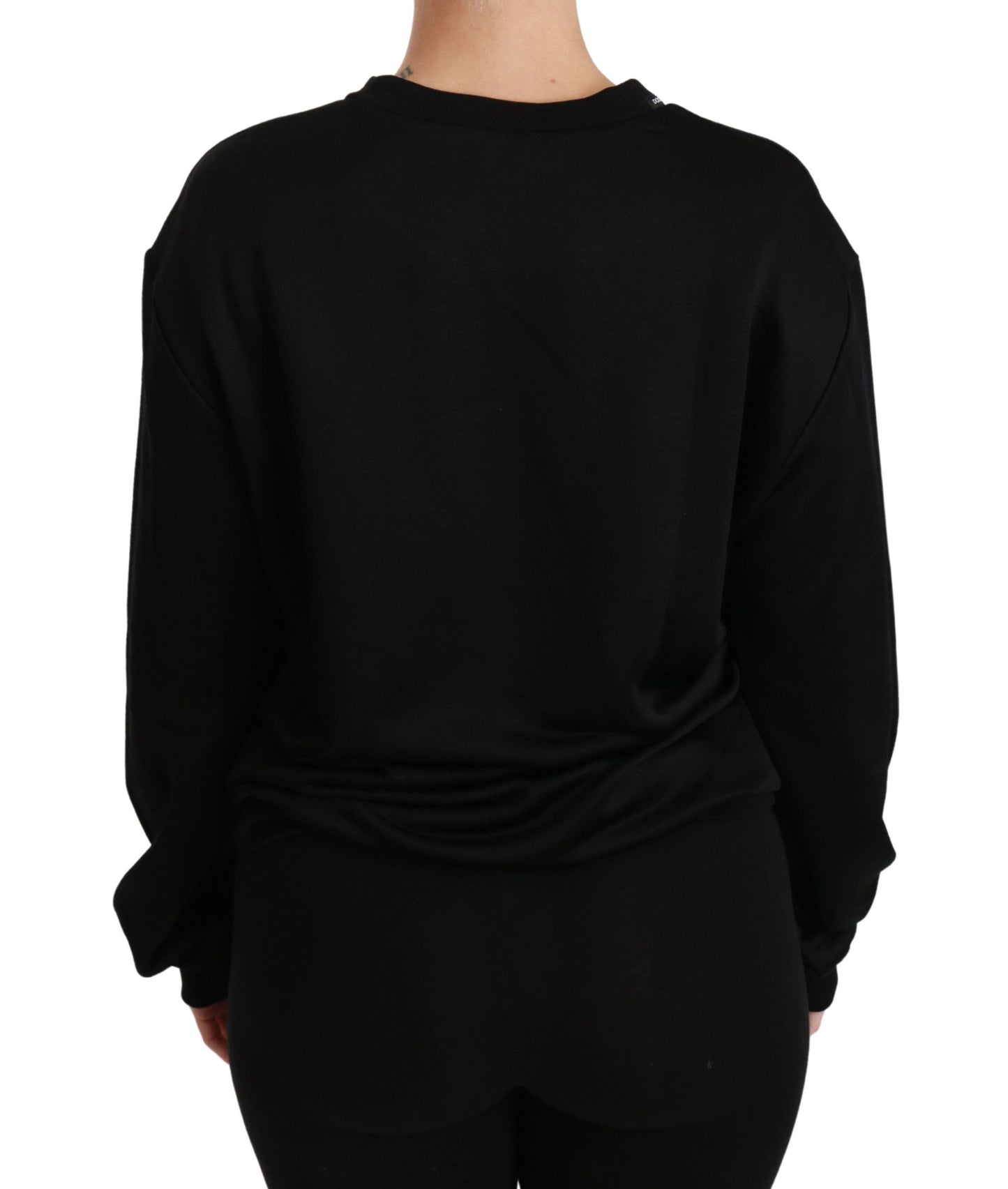 Dolce & Gabbana – Schwarzer Pullover mit Rundhalsausschnitt aus Baumwolle