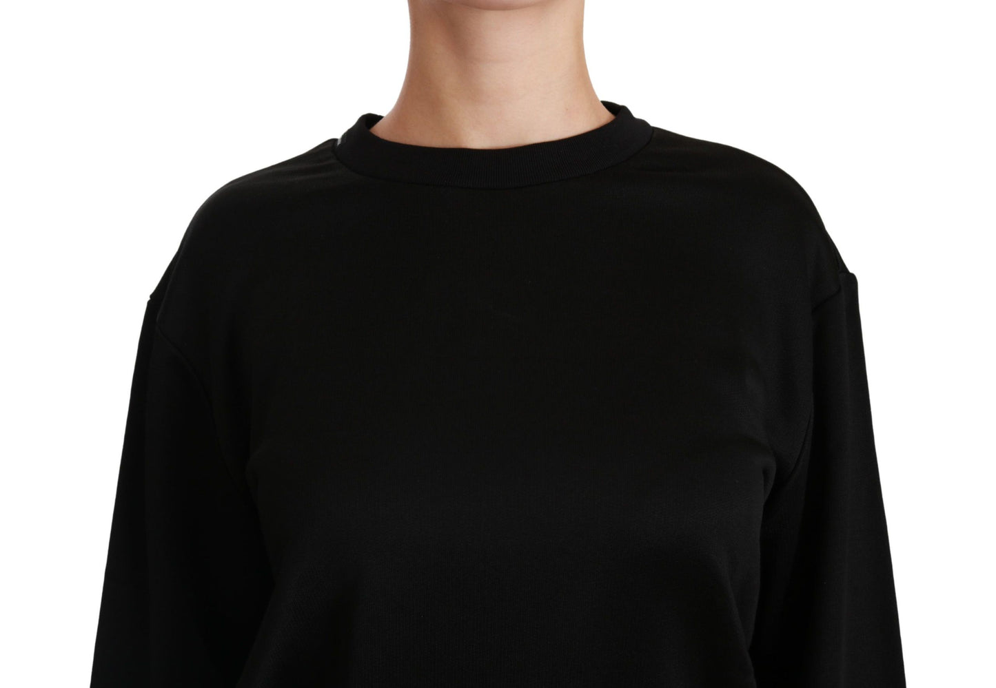 Dolce & Gabbana – Schwarzer Pullover mit Rundhalsausschnitt aus Baumwolle