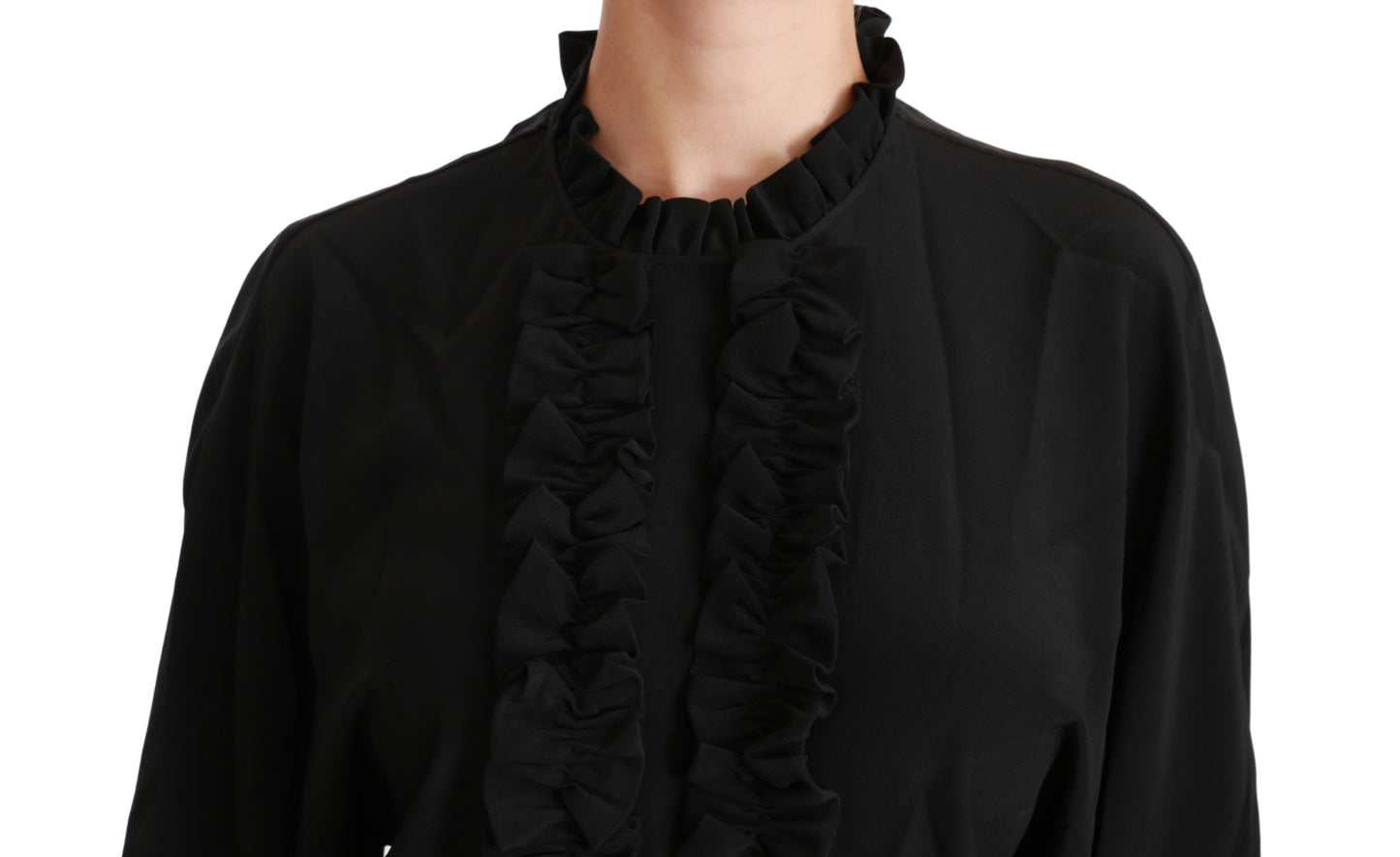 Dolce & Gabbana Schwarze Seidenbluse mit Rüschen