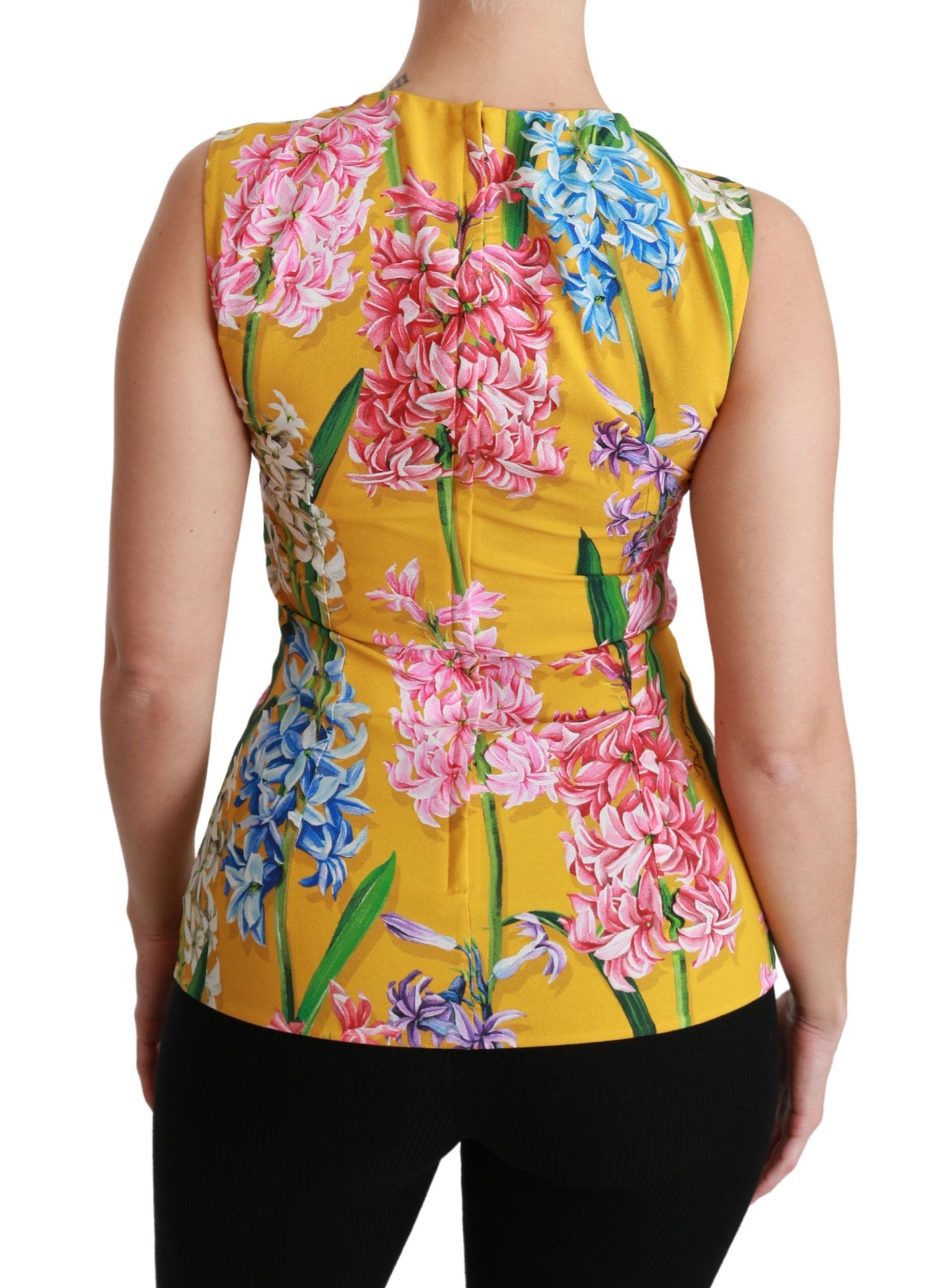 Dolce & Gabbana Gelbe Tankbluse mit Stretch-Oberteil und Blumenmuster