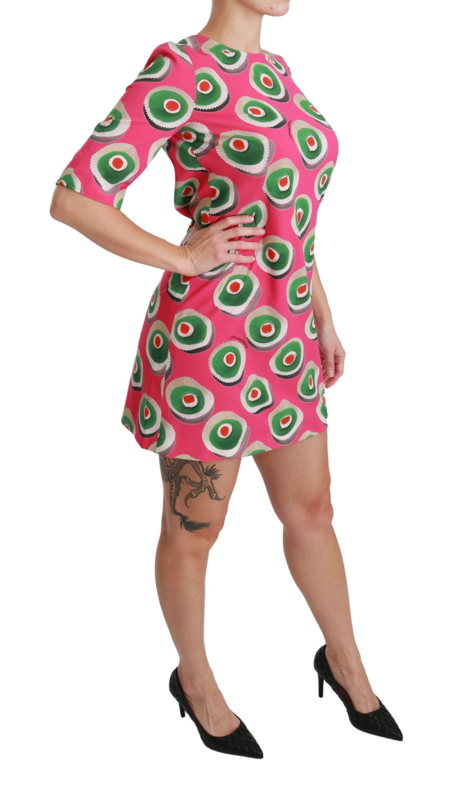 Dolce & Gabbana – Rosafarbenes Cup-Cake-Etuikleid aus Stretch-Seide