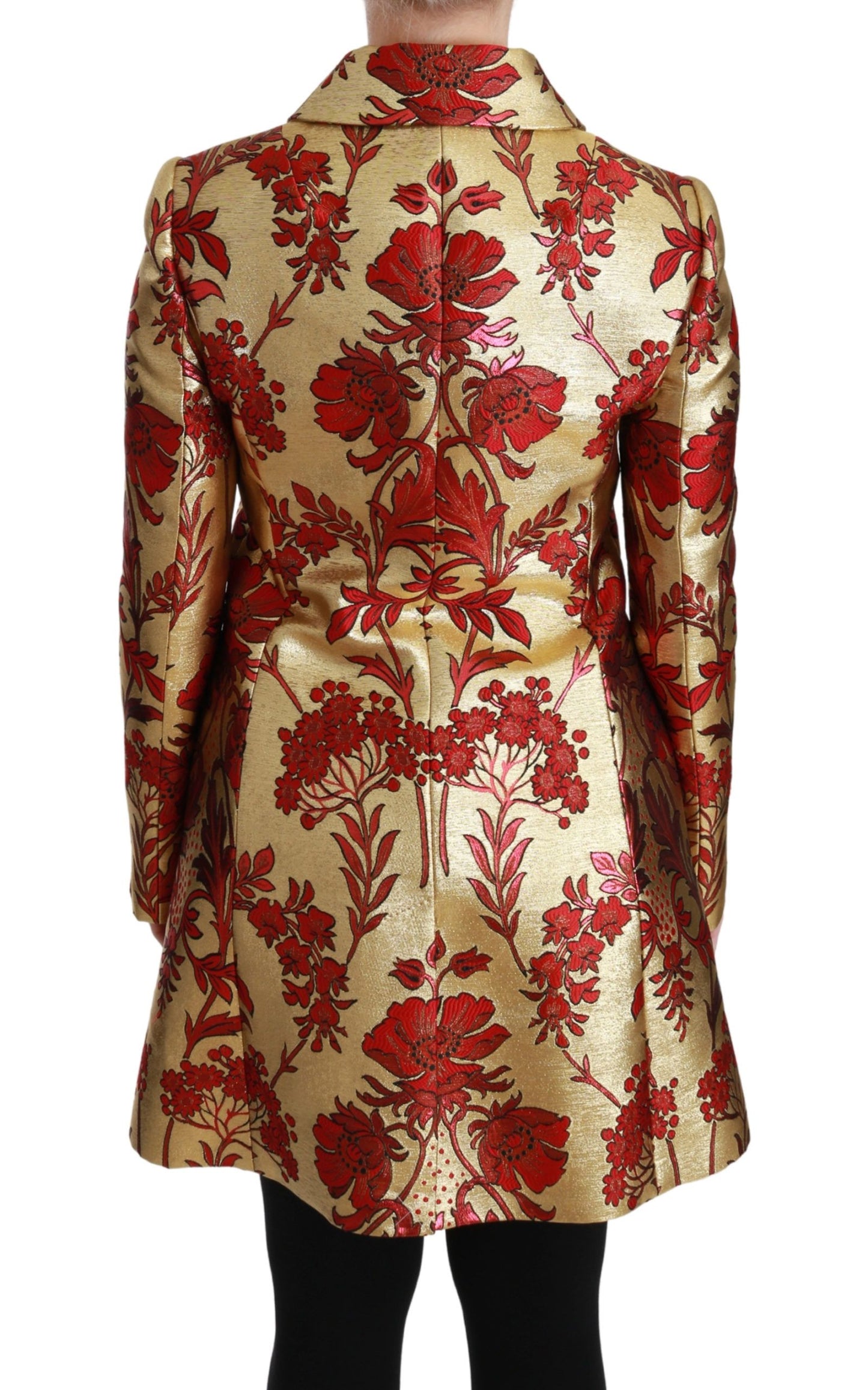 Dolce & Gabbana Rotgoldene Brokat-Cape-Jacke mit Blumenmuster