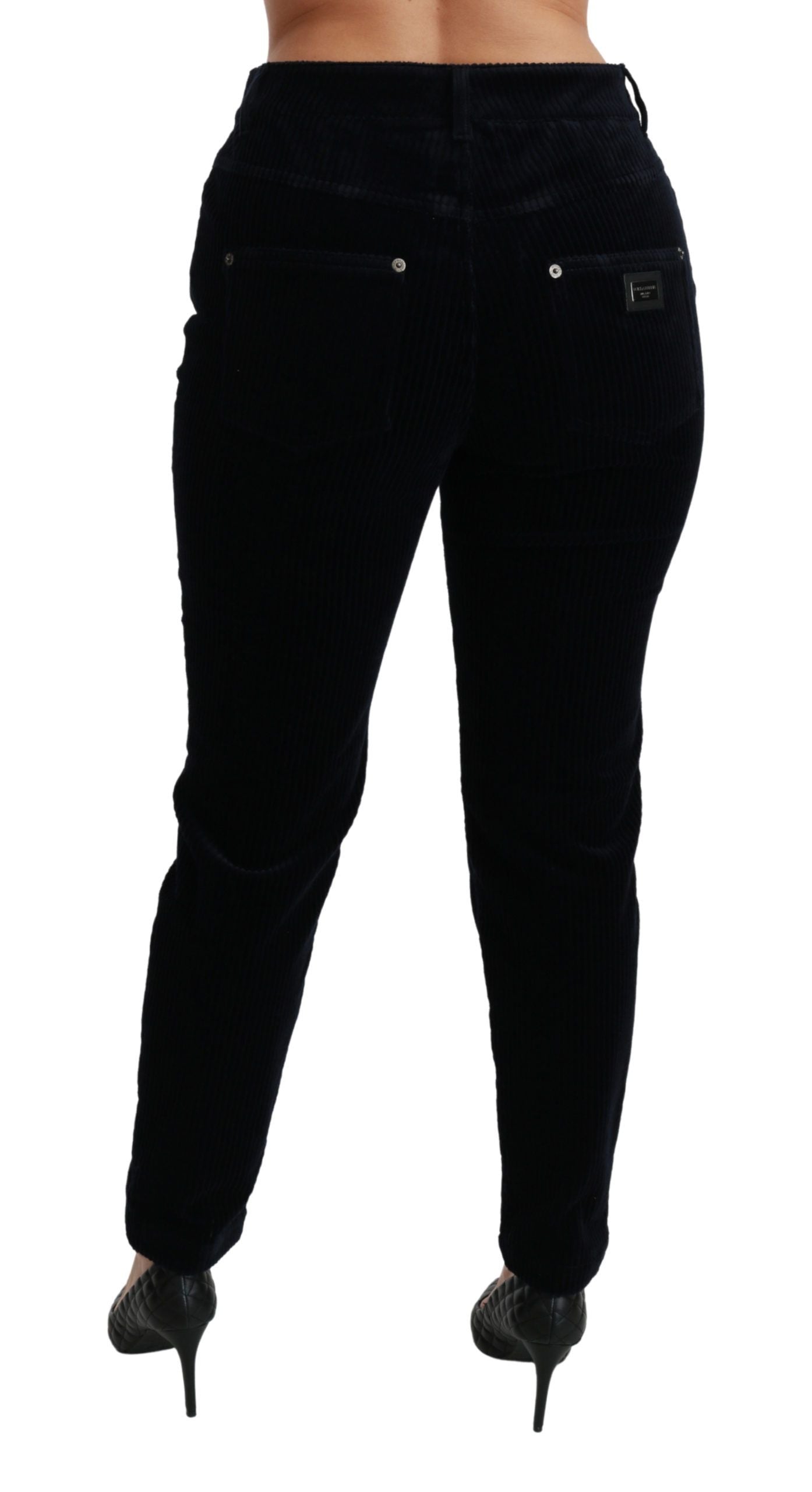 Dolce & Gabbana – Blaue Cordjeans mit mittelhoher Taille und Röhrenhose