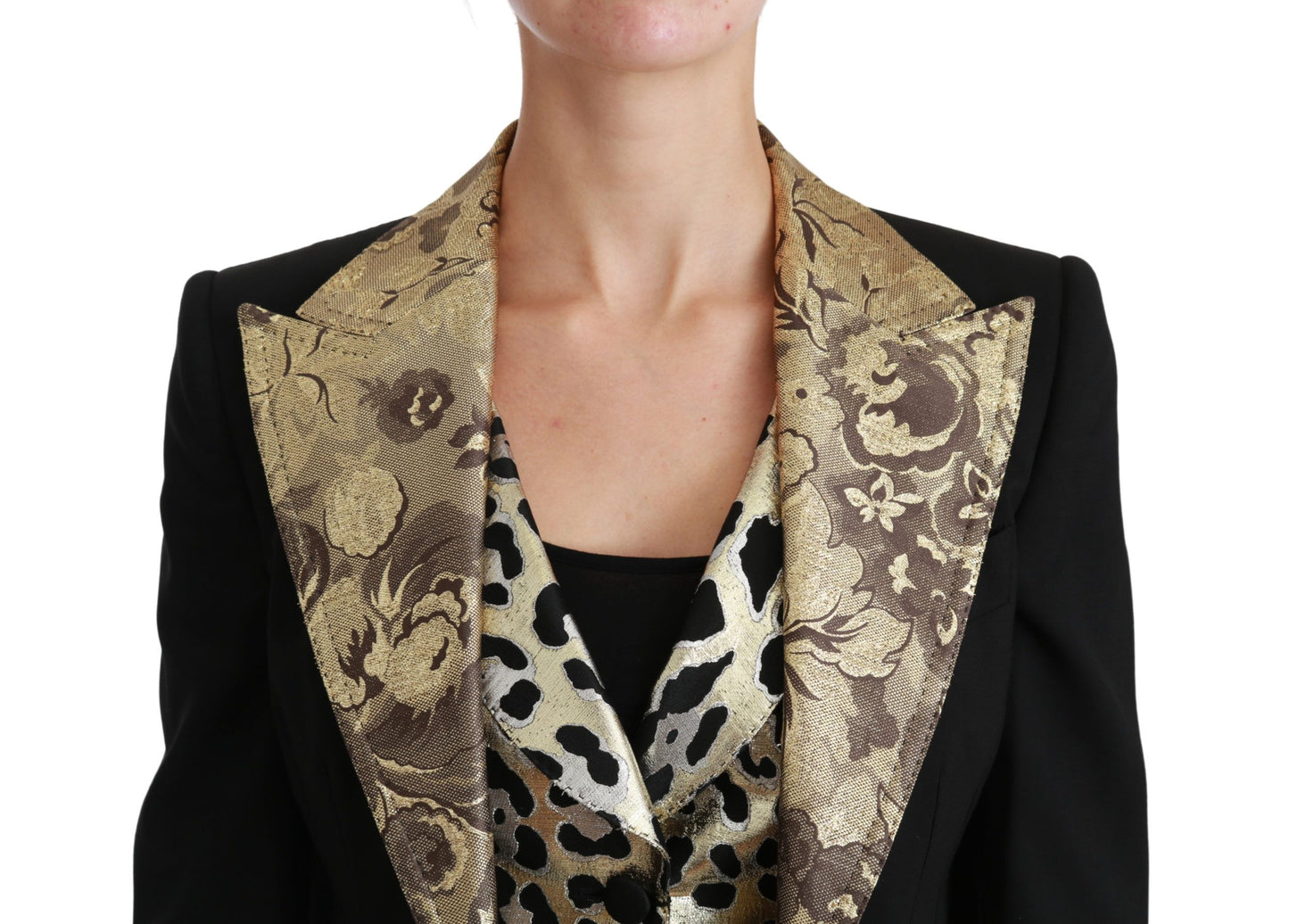 Dolce & Gabbana Schwarze Jacquard-Weste, Blazer, Mantel, Wolljacke