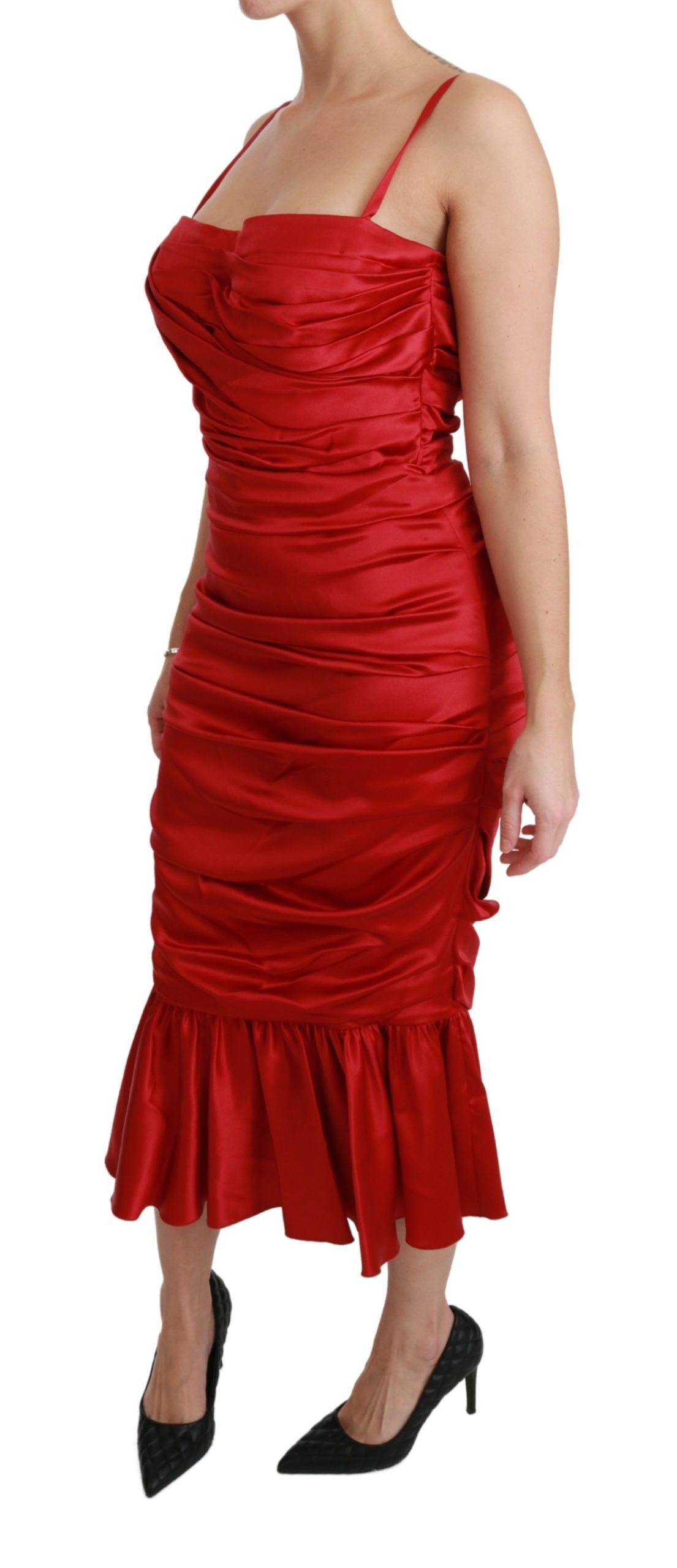 Dolce & Gabbana, rotes, figurbetontes Meerjungfrauenkleid aus Stretch-Seide