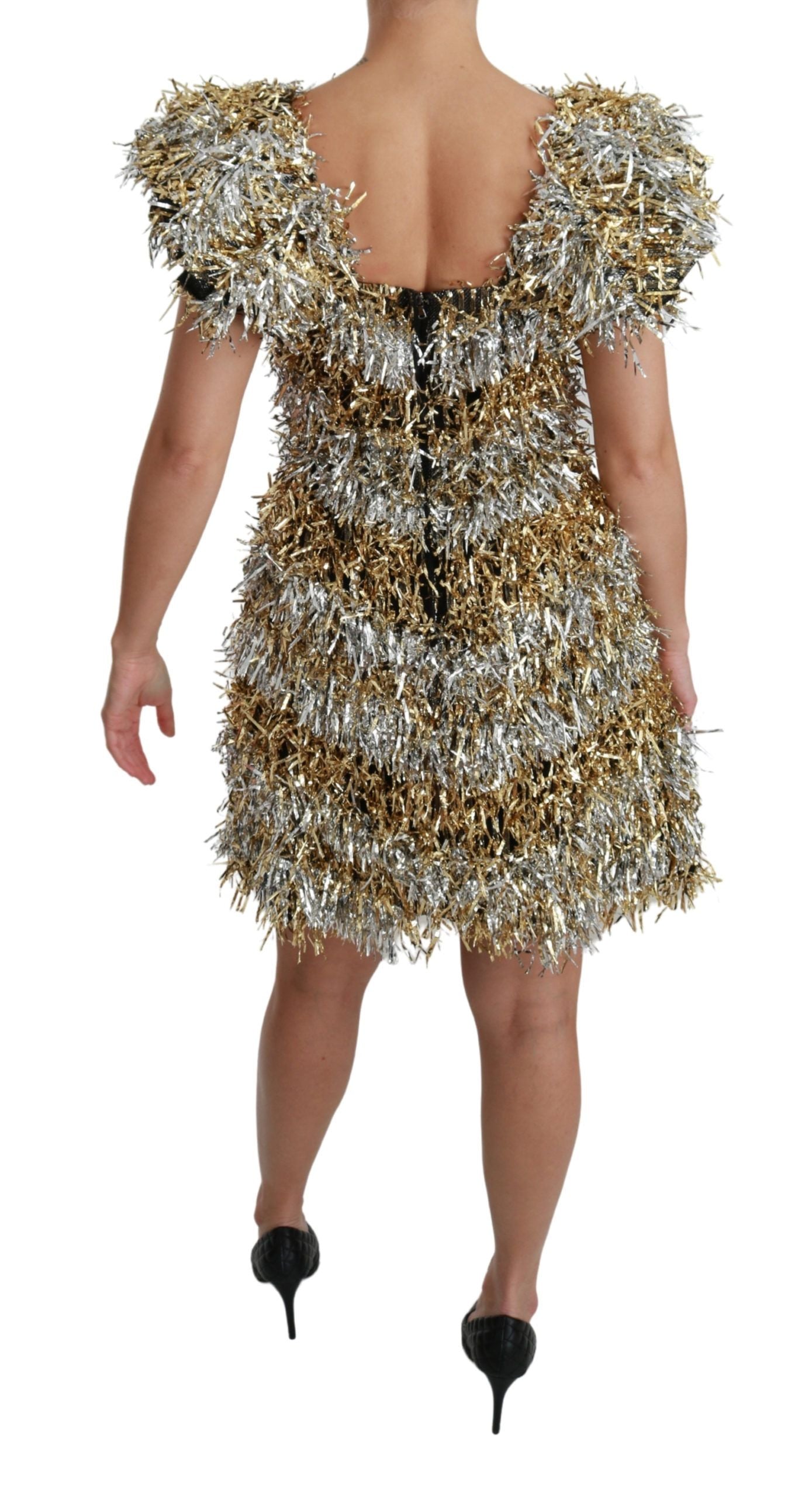 Dolce & Gabbana – Mini-Etuikleid in Silber und Gold