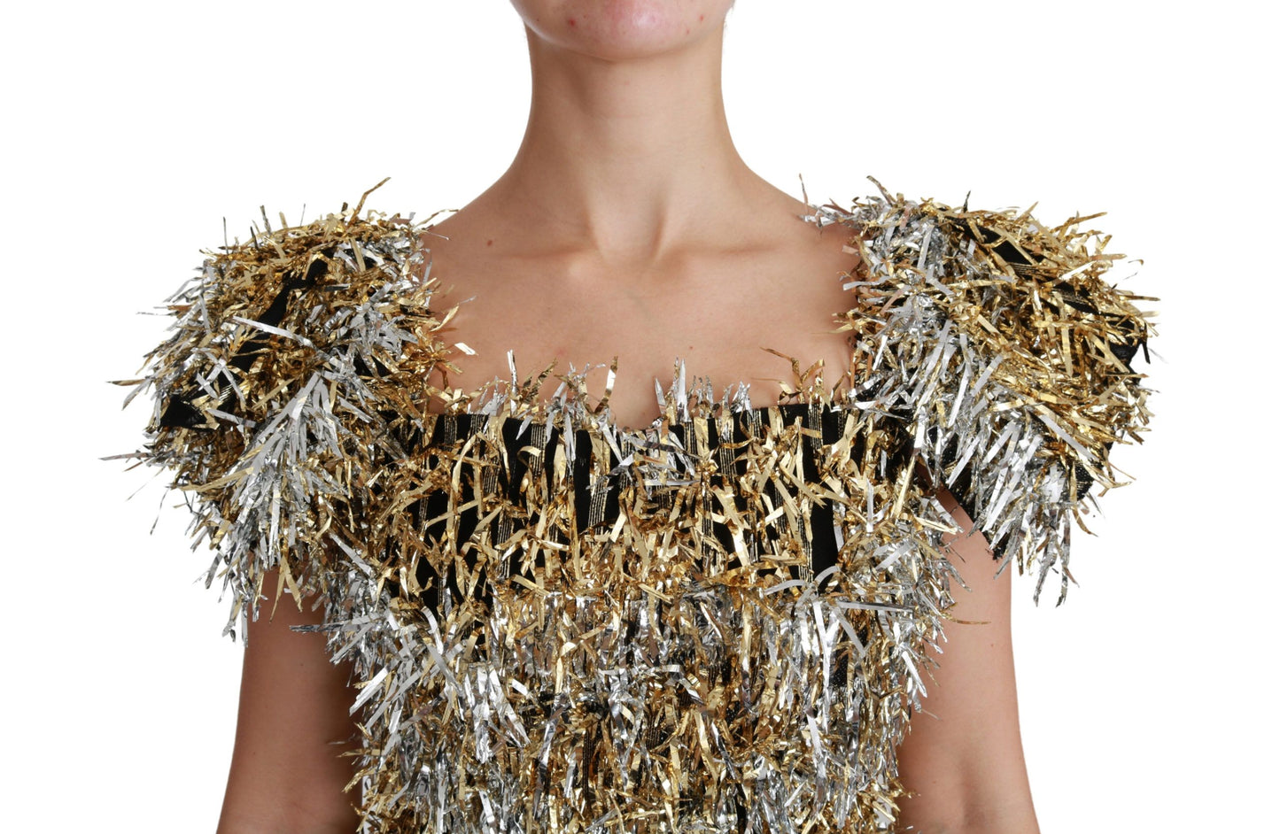 Dolce & Gabbana – Mini-Etuikleid in Silber und Gold