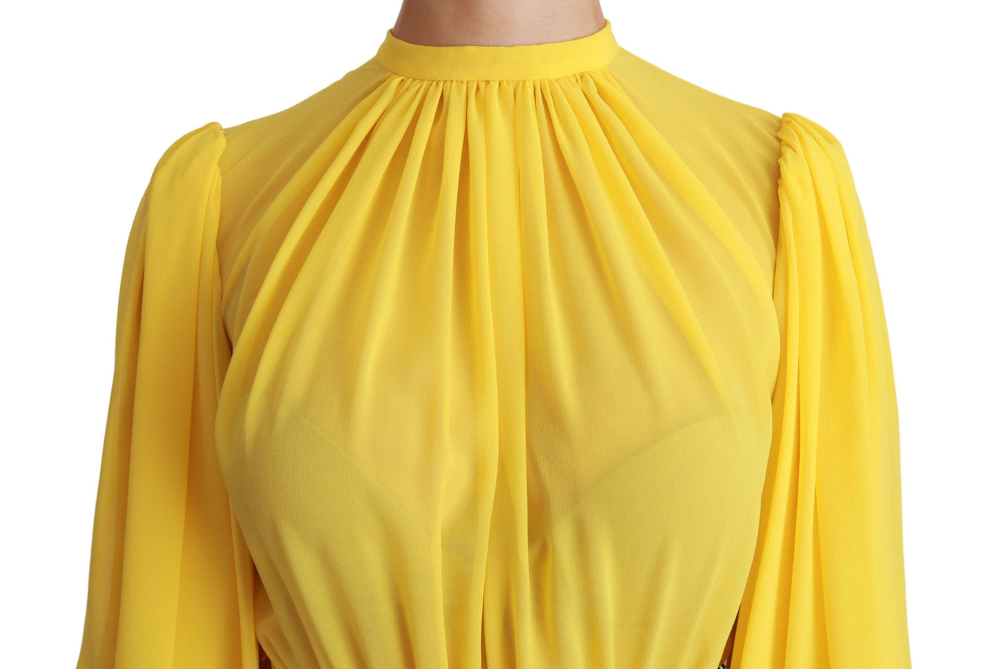 Dolce & Gabbana – Gelbes, plissiertes A-Linien-Minikleid aus 100 % Seide