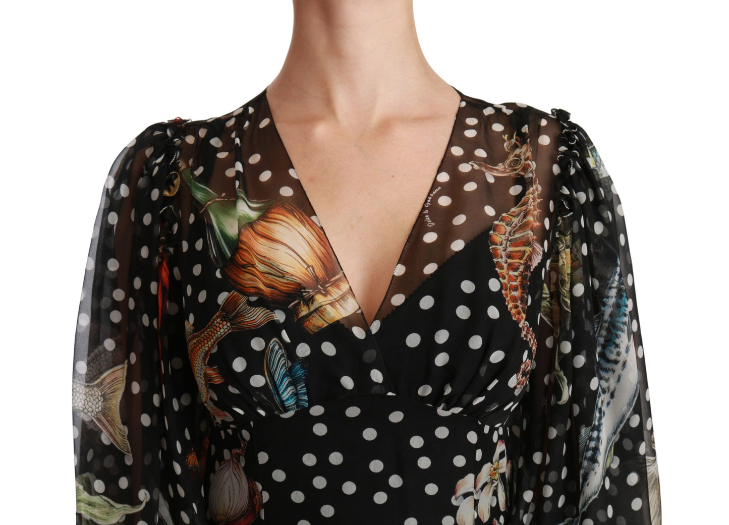 Dolce & Gabbana Schwarzes A-Linien-Etuikleid „Sea Fish Sicily“