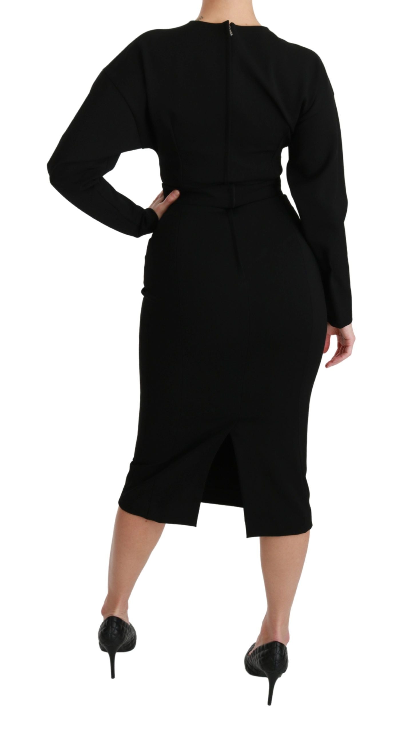 Dolce & Gabbana – Schwarzes, figurbetontes Midi-Stretchkleid