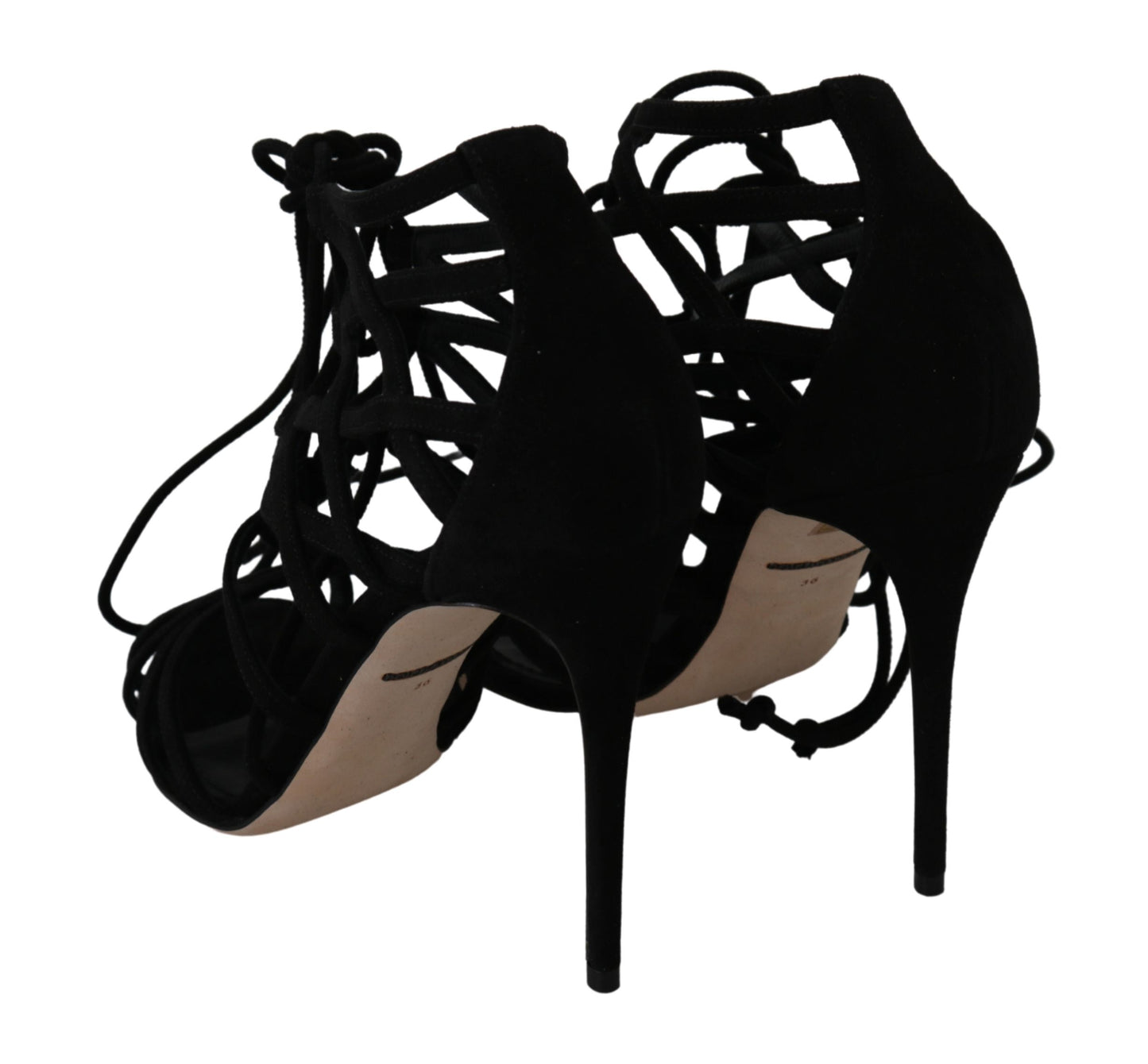 Dolce & Gabbana – Stilettos mit Riemen aus schwarzem Wildleder