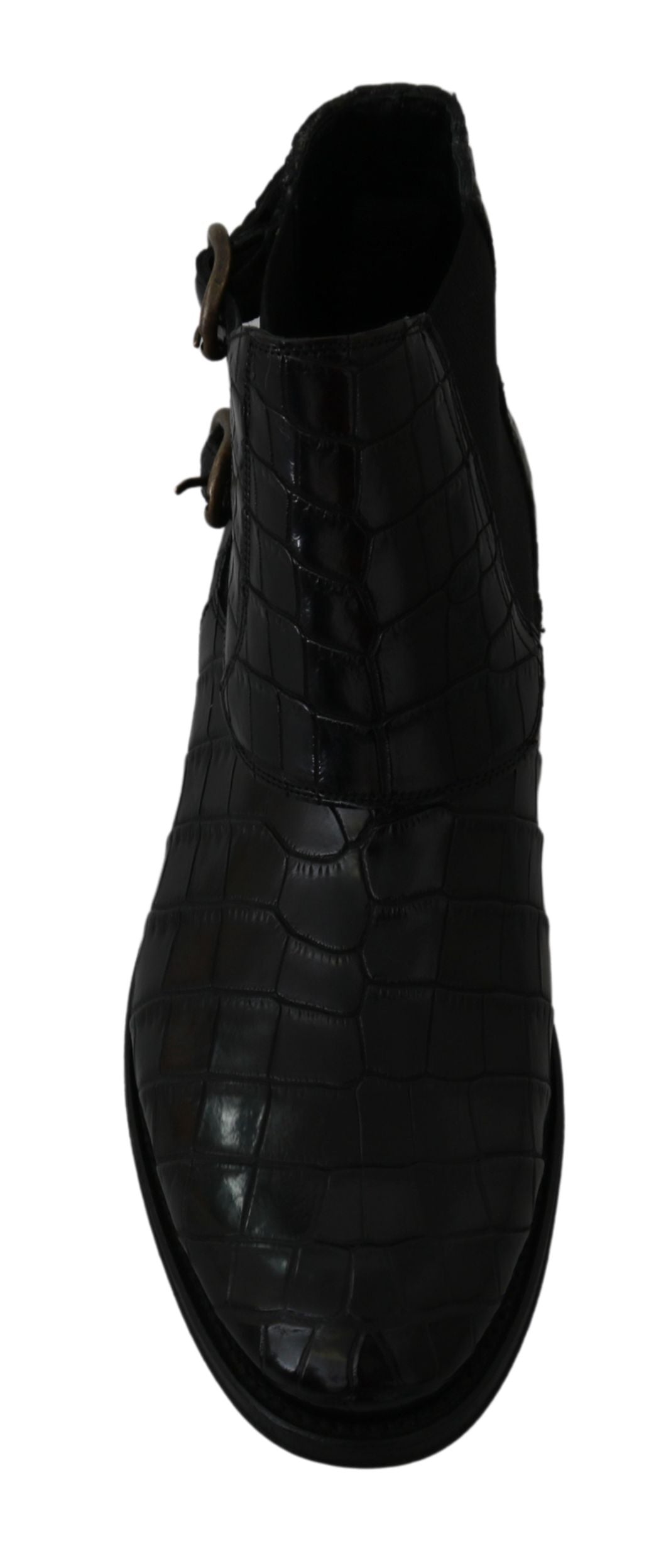 Dolce & Gabbana – Derby-Stiefel aus schwarzem Krokodilleder