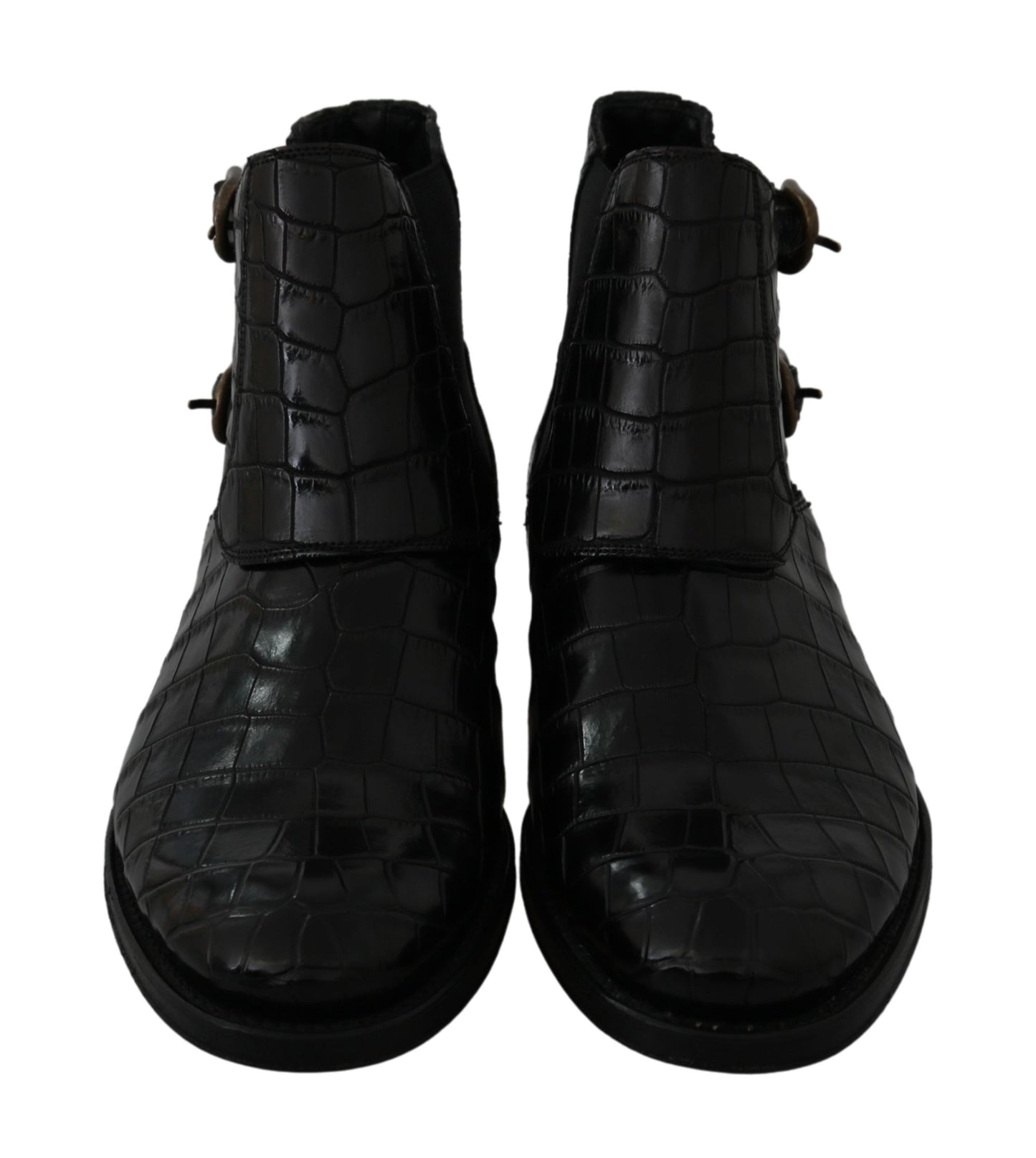 Dolce & Gabbana – Derby-Stiefel aus schwarzem Krokodilleder
