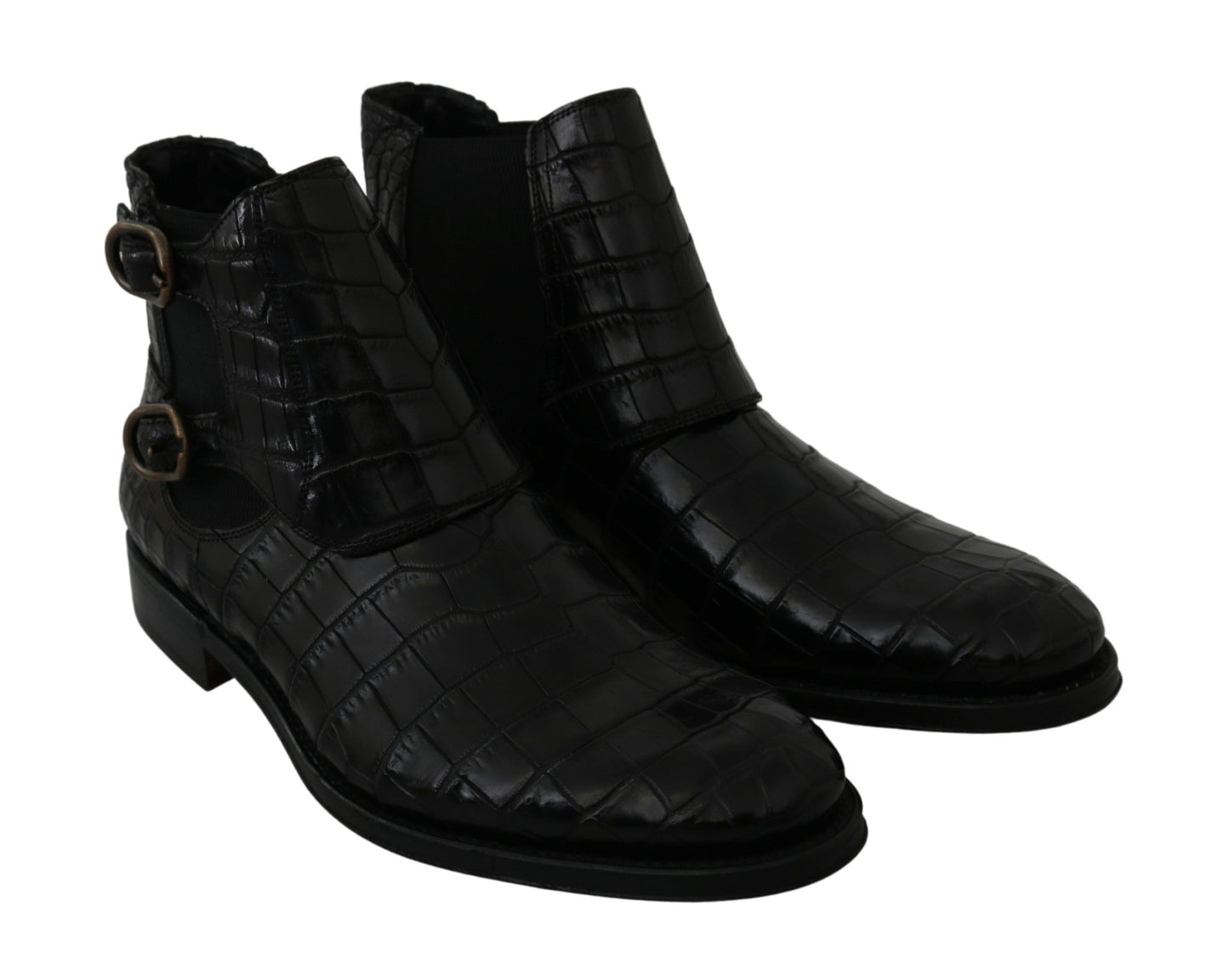 Dolce & Gabbana – Derby-Stiefel aus schwarzem Krokodilleder