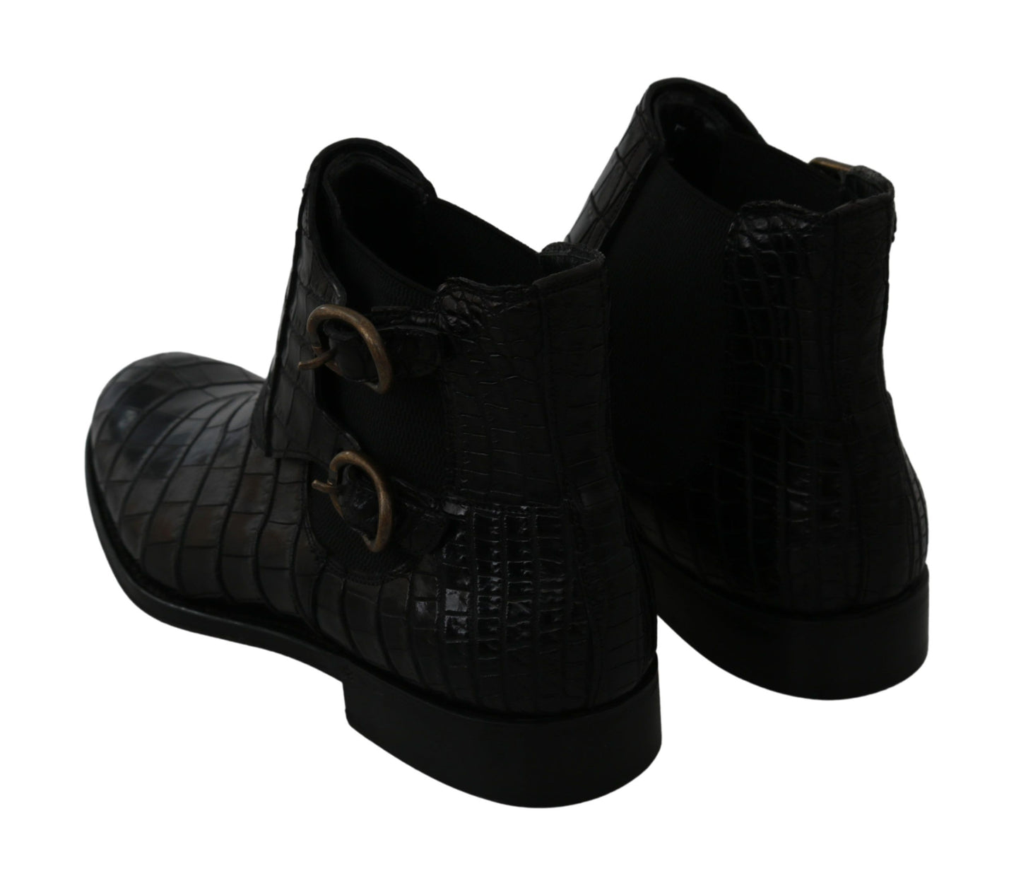 Dolce & Gabbana – Derby-Stiefel aus schwarzem Krokodilleder