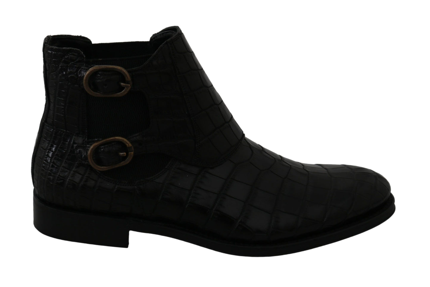 Dolce & Gabbana – Derby-Stiefel aus schwarzem Krokodilleder