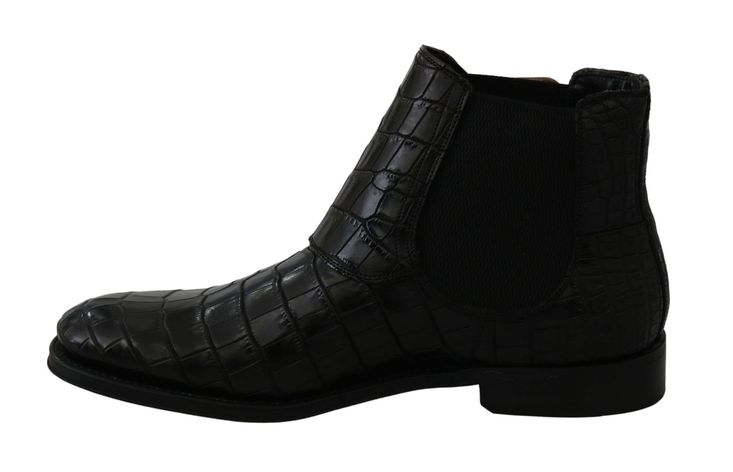 Dolce & Gabbana – Derby-Stiefel aus schwarzem Krokodilleder