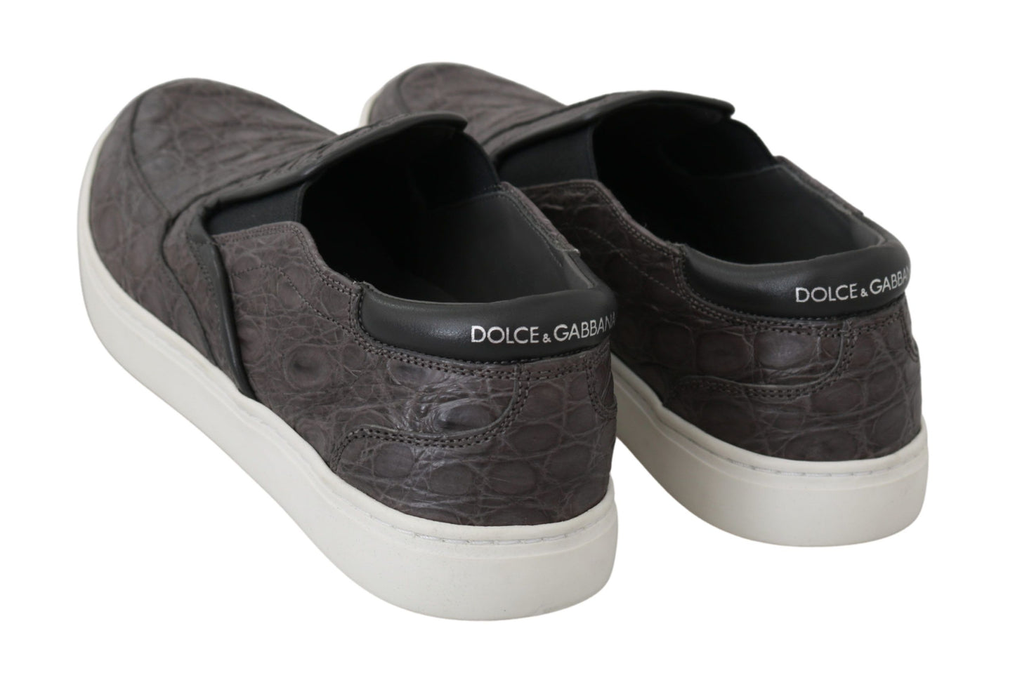 Dolce & Gabbana Grau Leder Flache Caiman Herren Loafer Schuhe