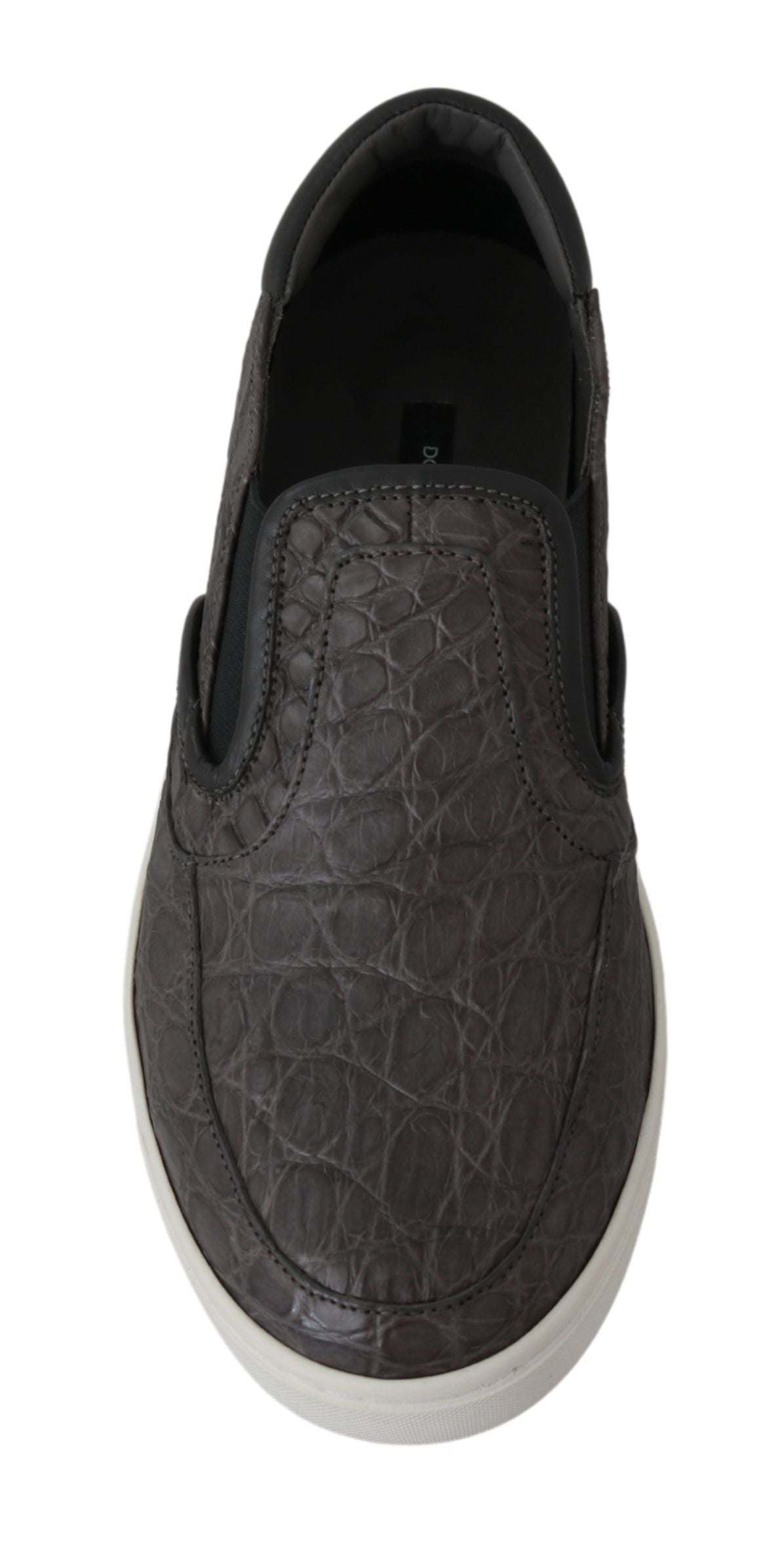 Dolce & Gabbana Grau Leder Flache Caiman Herren Loafer Schuhe