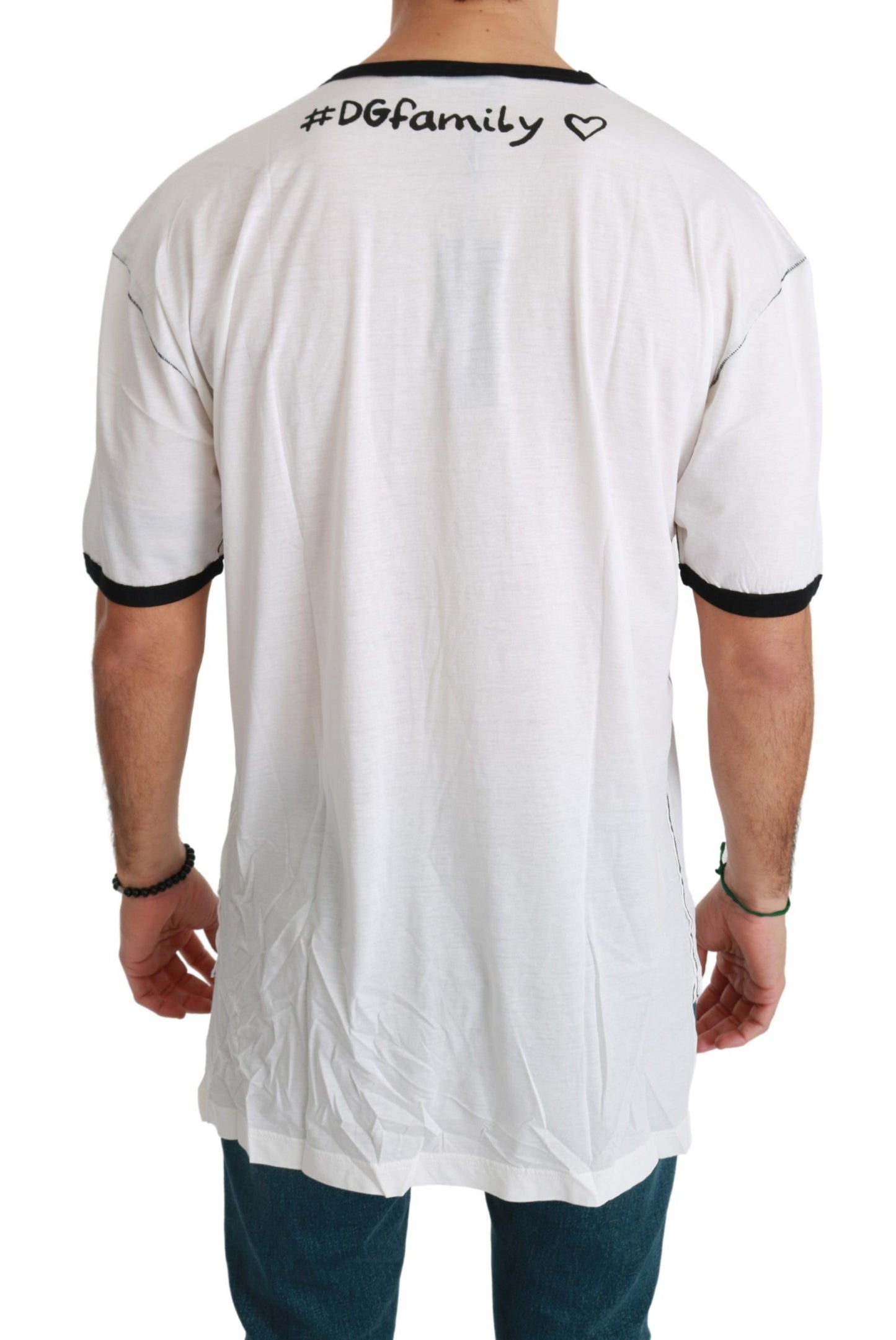 Dolce & Gabbana Weißes Baumwoll-T-Shirt mit Print #dgfamily für Herren